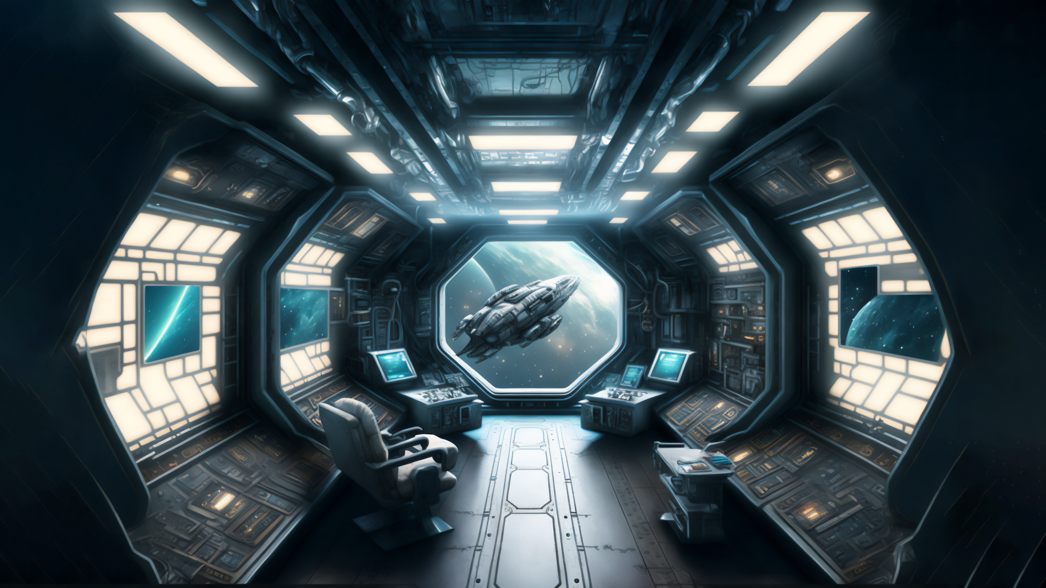Ai Art Spaceship Interior Science Fiction Futuristic AiArtSucks 3640x2048