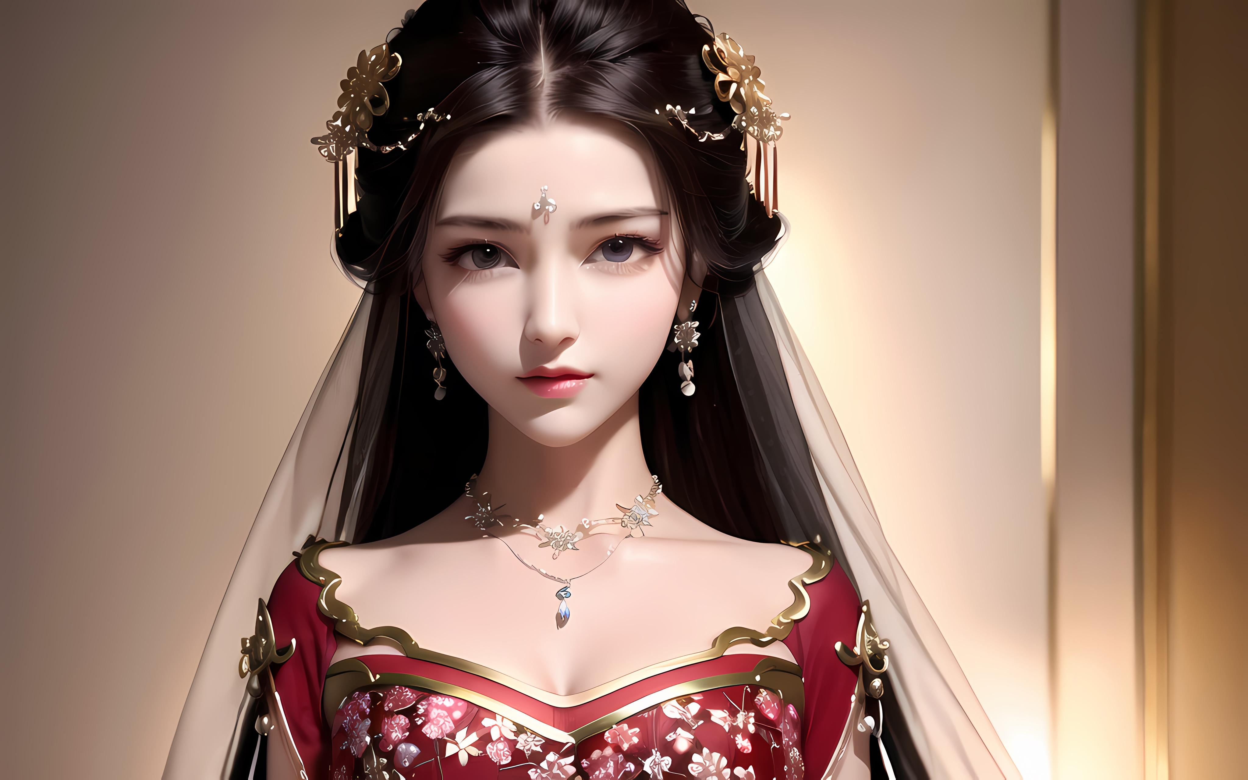 Ai Art Earring Chi Pao Necklace Model From Xiaolxl 2 5D Choker Women Asian 4096x2560