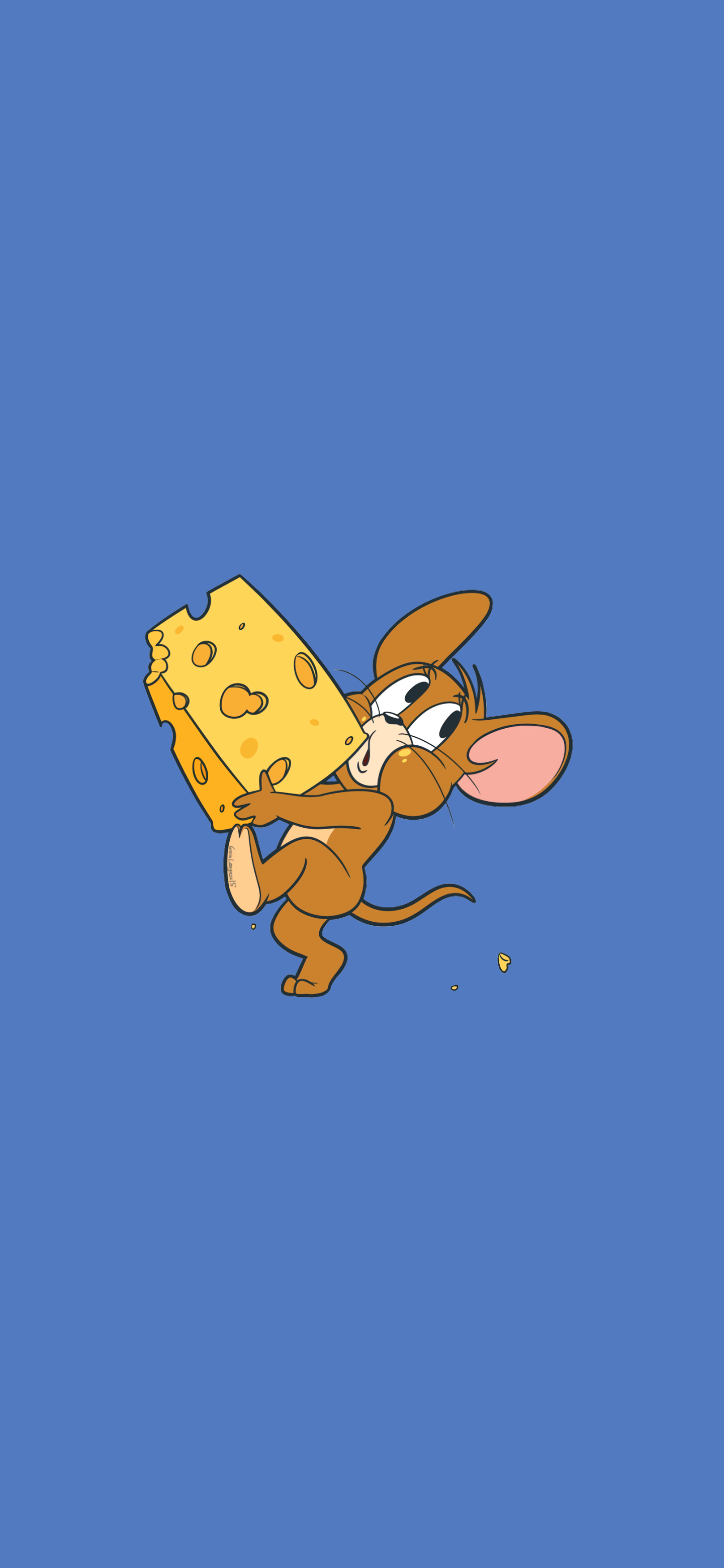 Cartoon Tom And Jerry Simple Background Blue Background Cheese 1440x3120