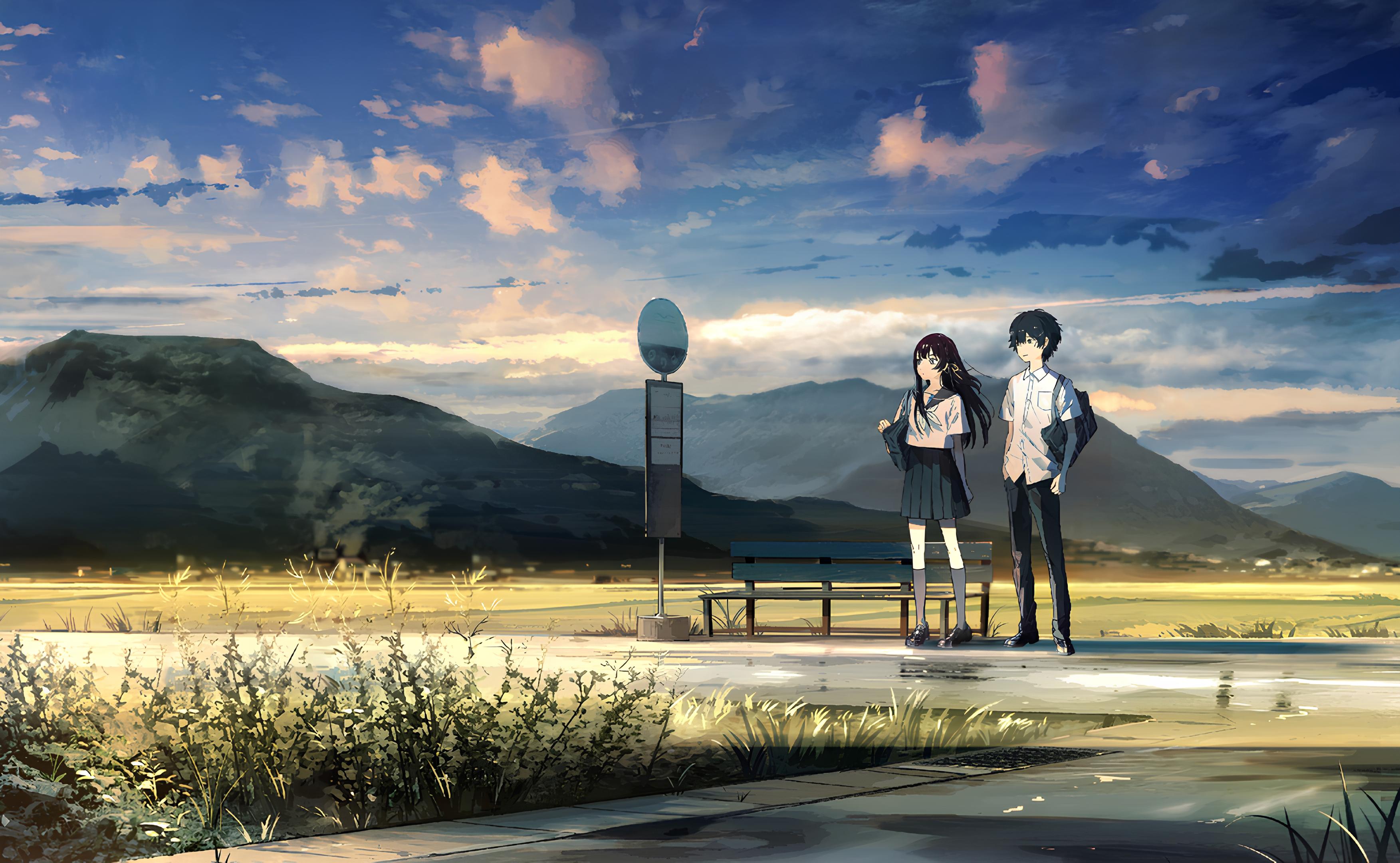 The Tunnel To Summer The Exit Of Goodbye Dark Hair People Sea Mountains Sky Anime Boys Anime Girls S 3506x2160