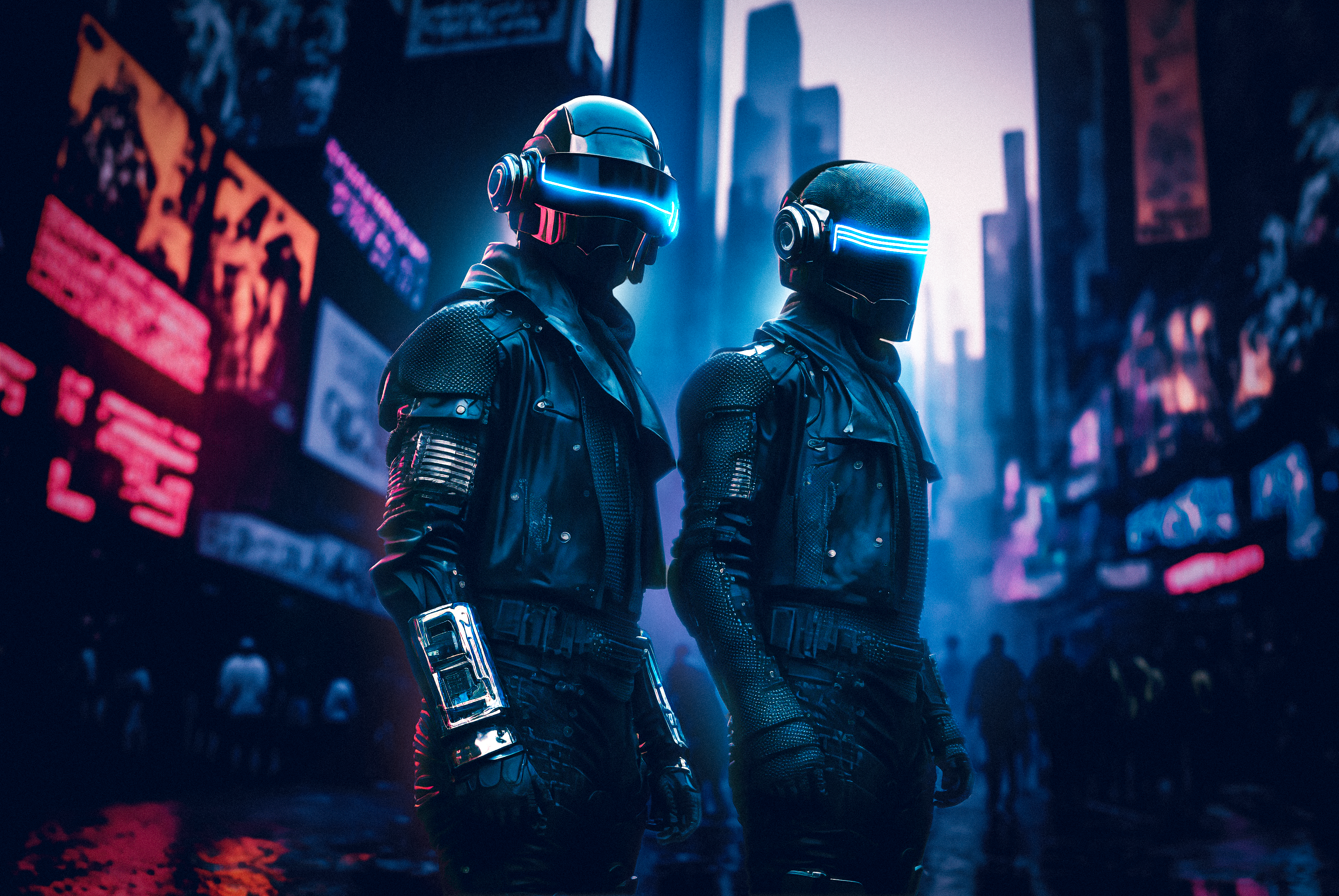 Daft Punk City Artificial Intelligence Futuristic City Lights 3060x2048