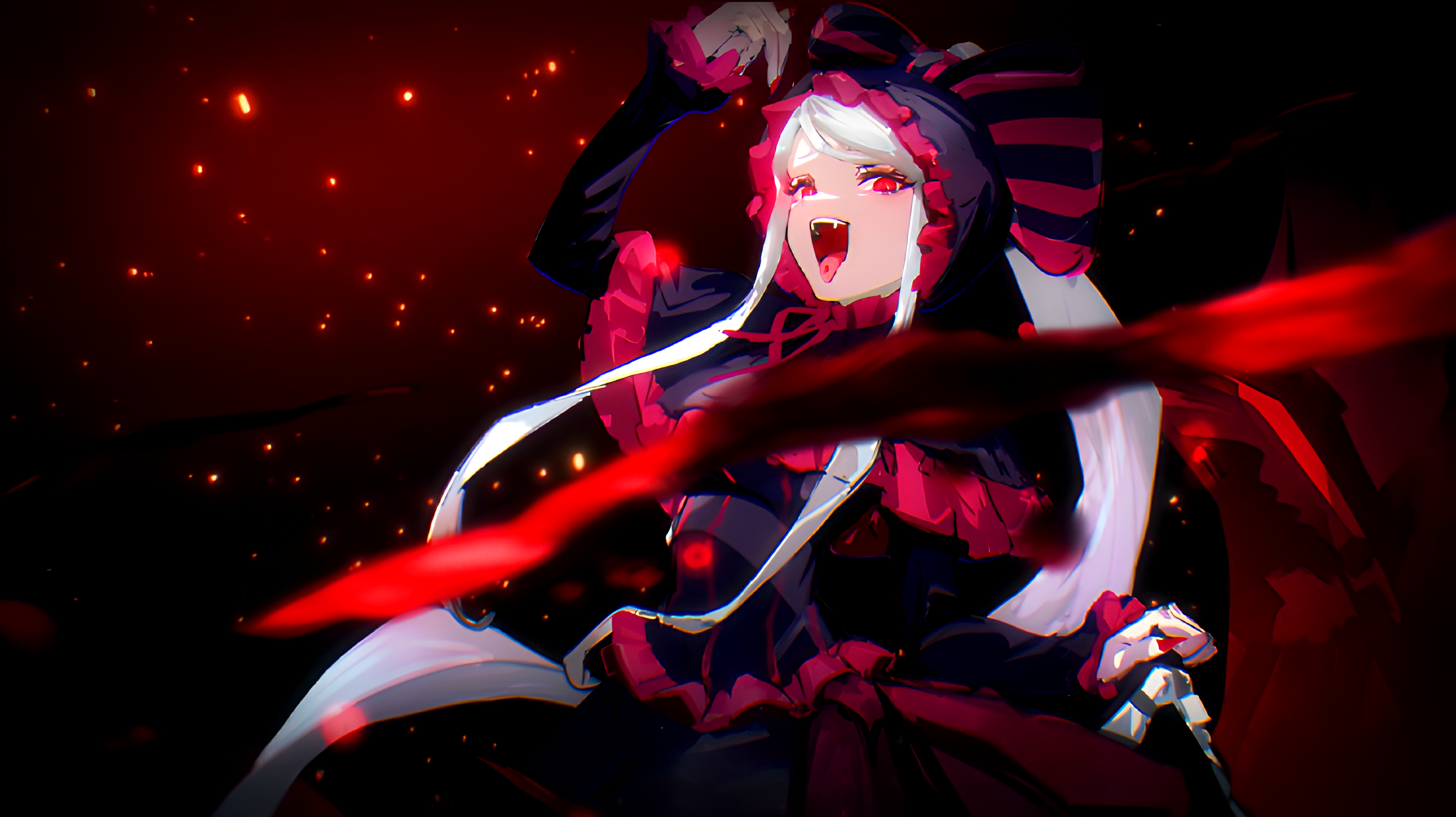 Overlord Anime Overlord Anime Anime Girls Red Eyes White Hair Tongue Out Open Mouth 3000x1684