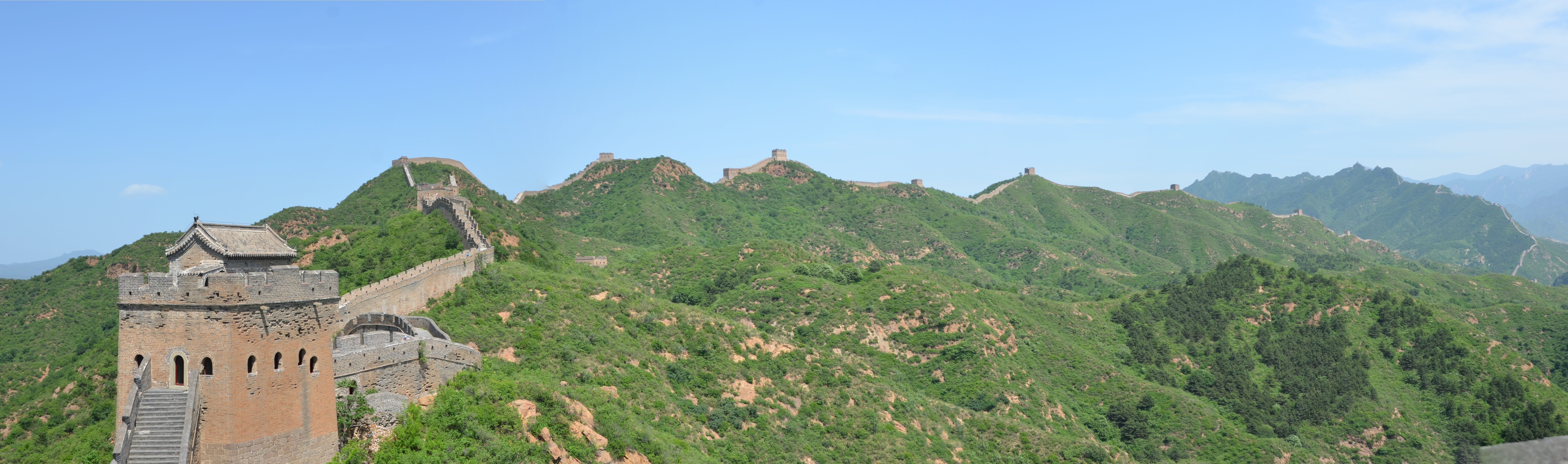 Great Wall Of China Ultrawide Wall Nature Sky Clouds Trees Landscape Mountains 10000x2961