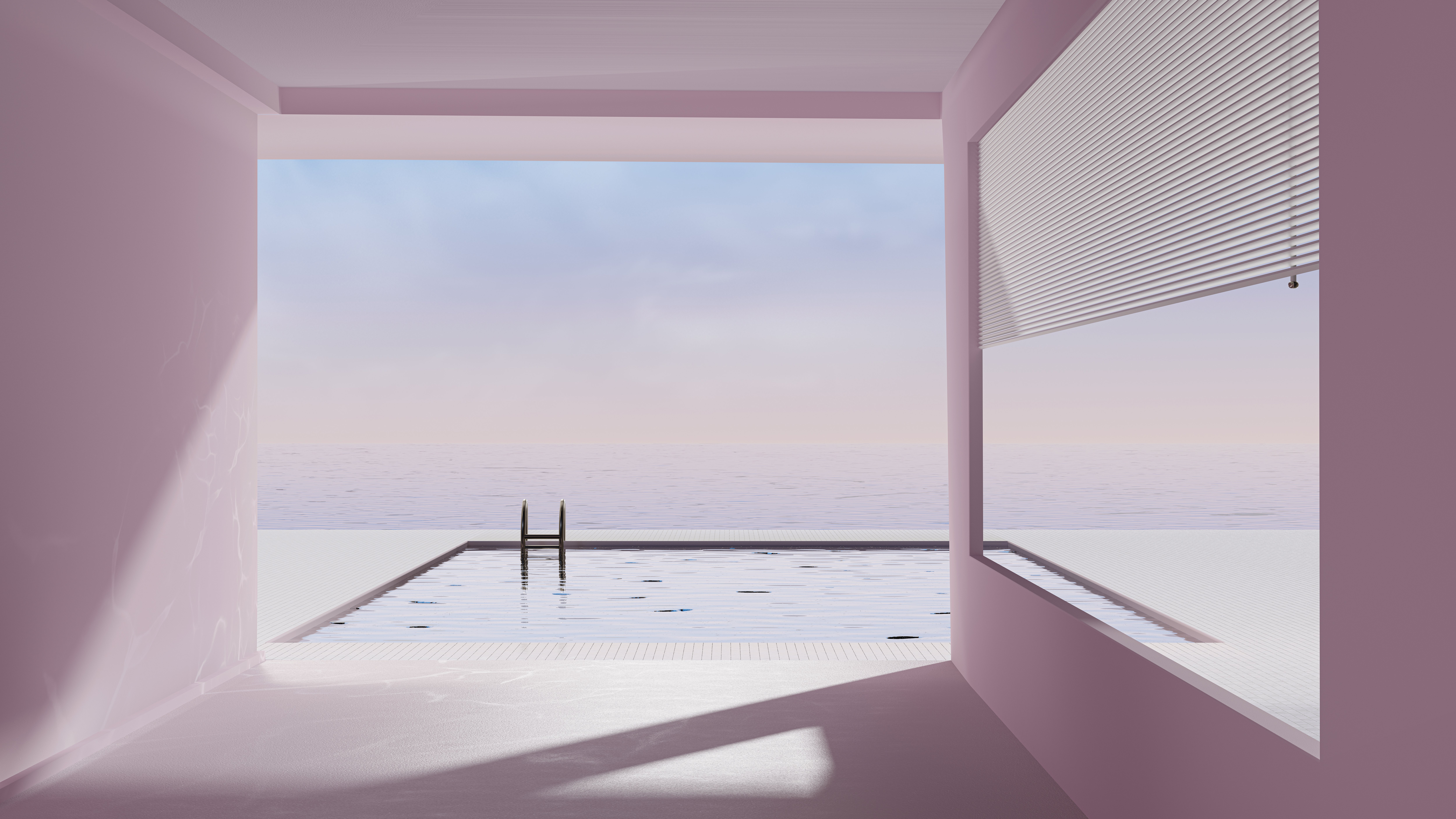 Swimming Pool Calm White Sky Digital Digital Art Artwork Illustration CGi Sea 10000x5625