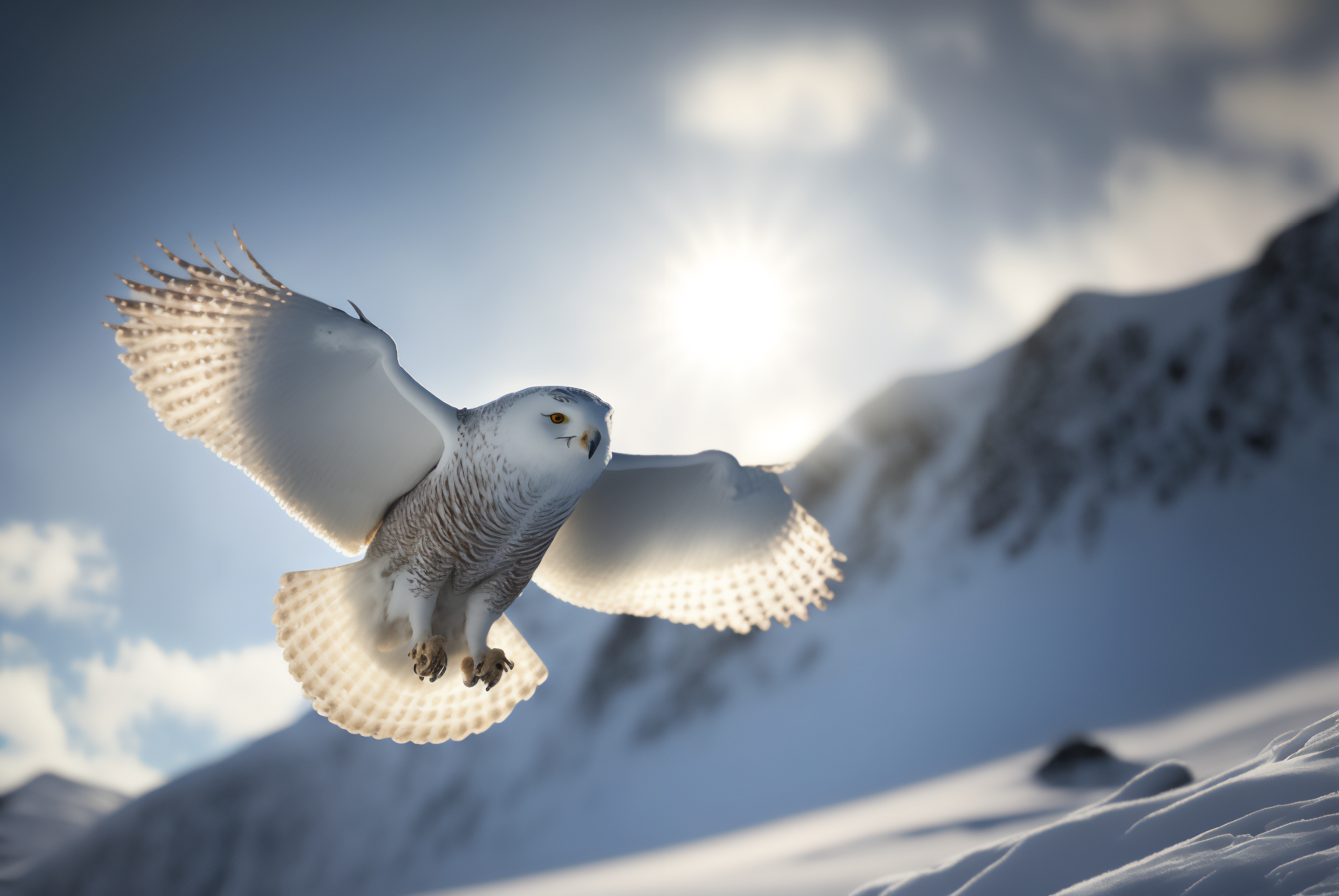 Ai Art Owl Snow Winter Animals 3060x2048