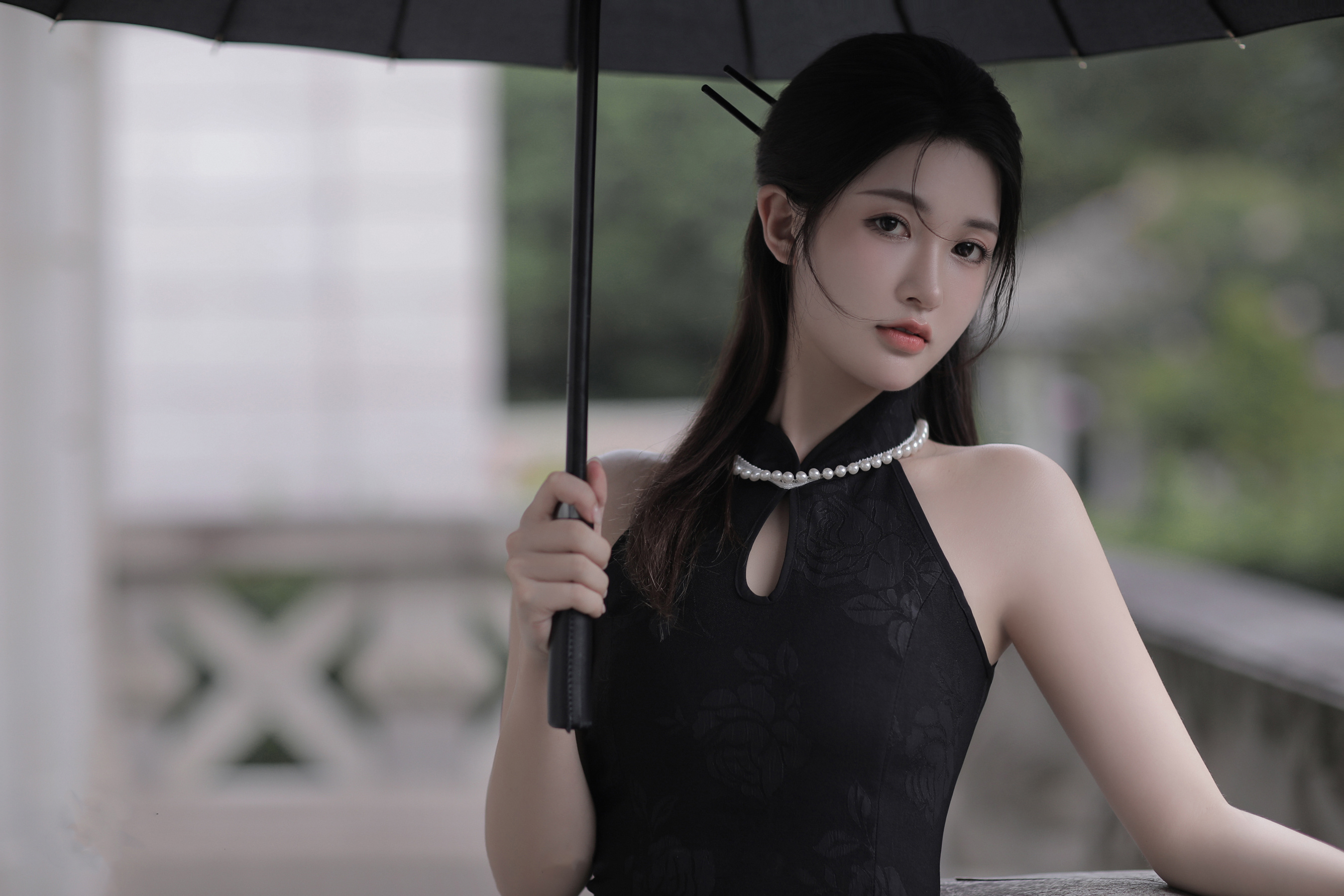 Chinese Model Umbrella Women Cheongsam Asian 2700x1800