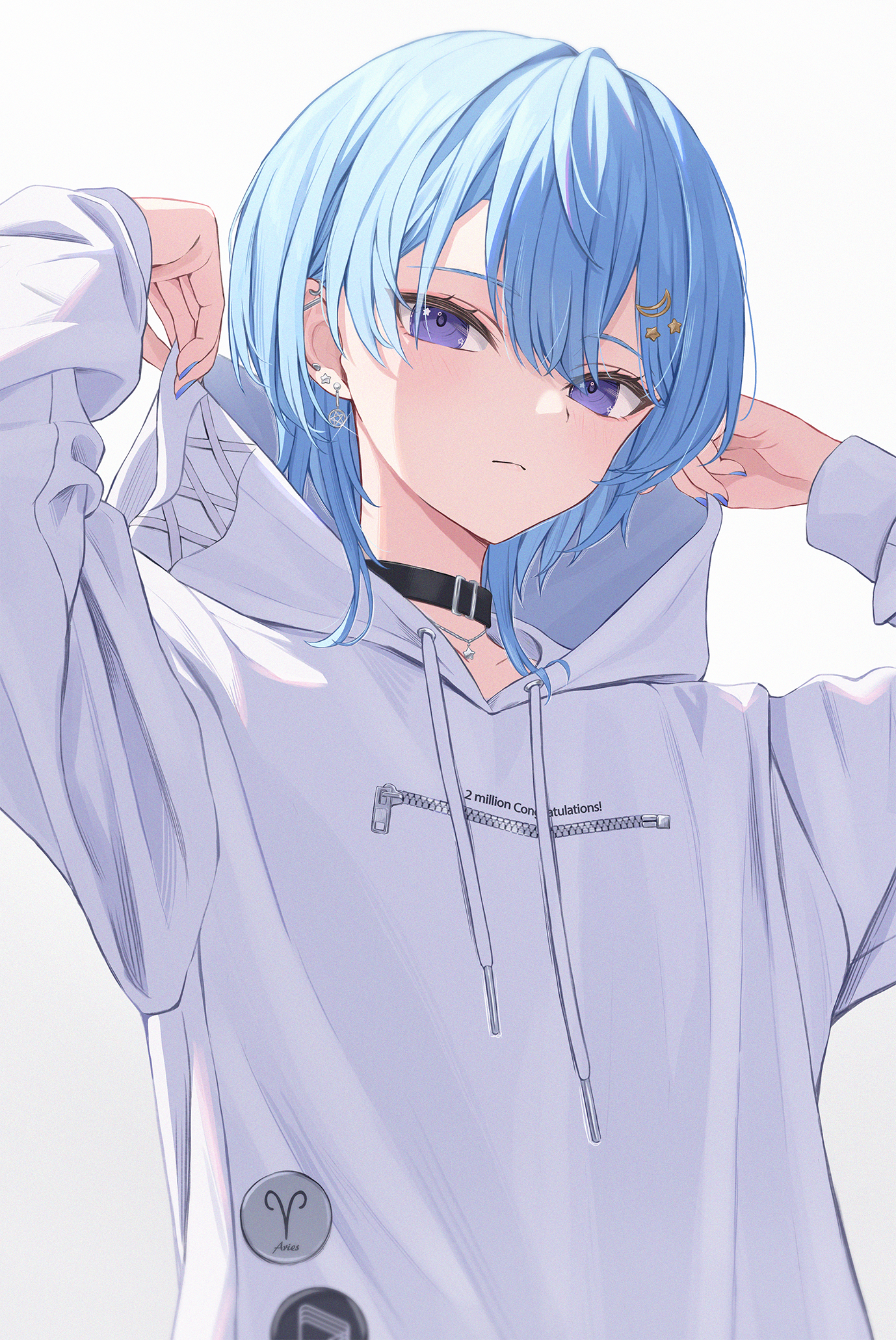 Anime Anime Girls Digital Art Artwork 2D Looking At Viewer Portrait Portrait Display Blue Hair Hoshi 1378x2061