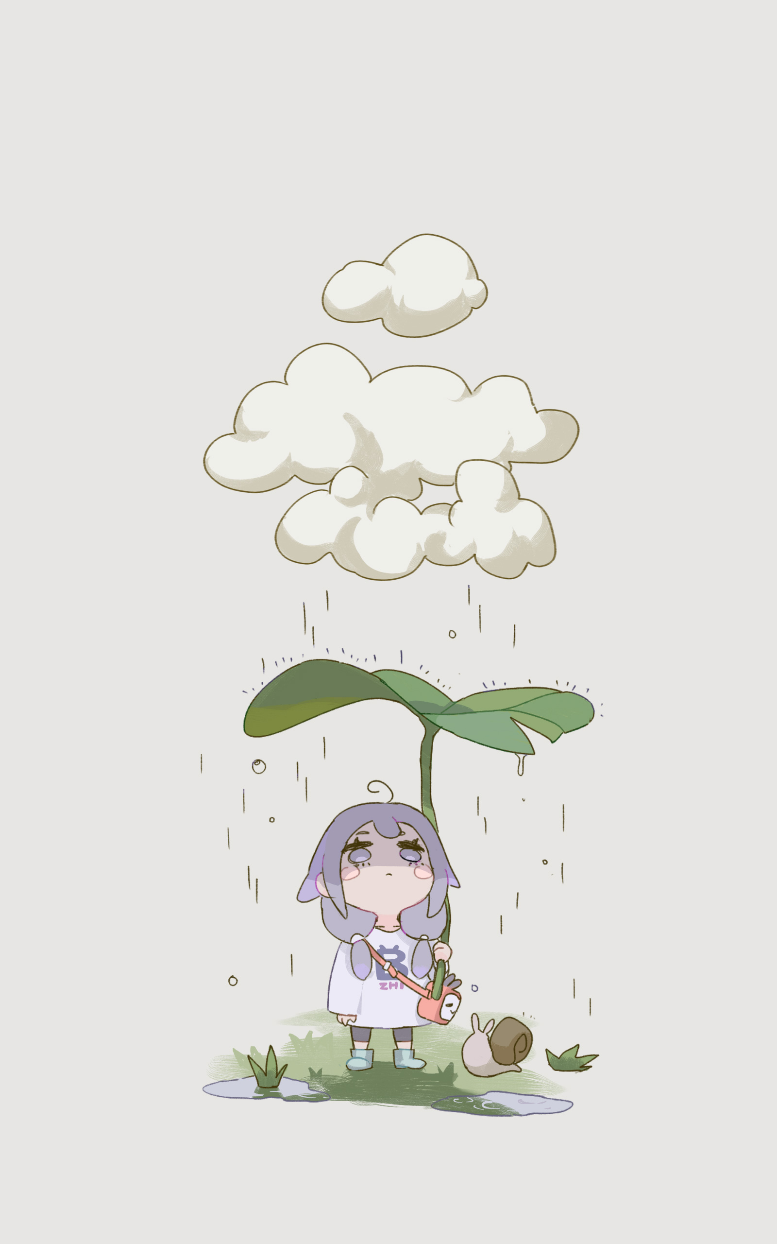 Bilibili Bilibili Douga Digital Art Chibi Rain Anime Girls Simple Background Minimalism 1600x2560