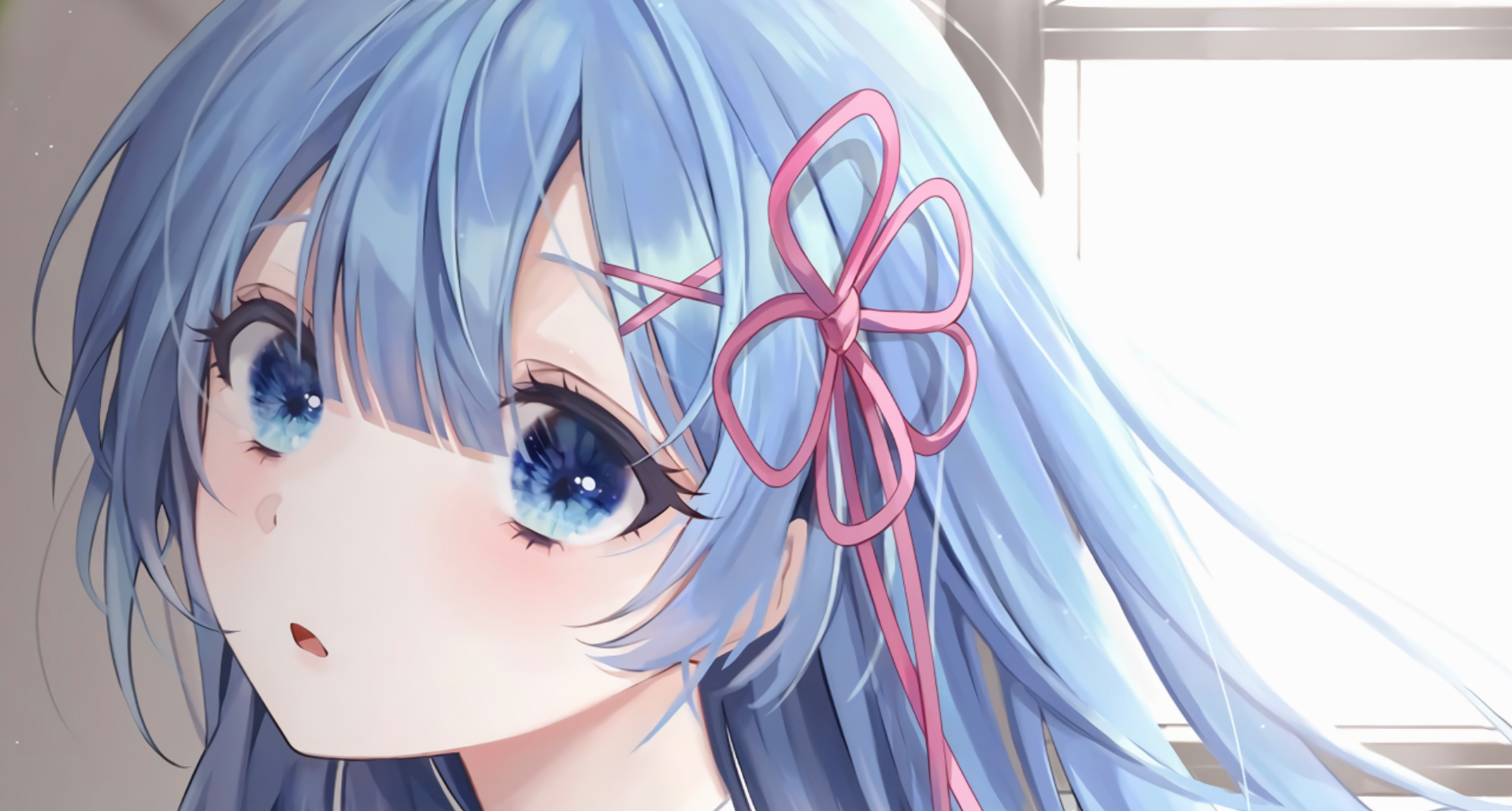 Blue Hair Rem Death Note Anime Girls Blue Eyes Face Looking At Viewer  Wallpaper - Resolution:1920x1030 - ID:1361286 