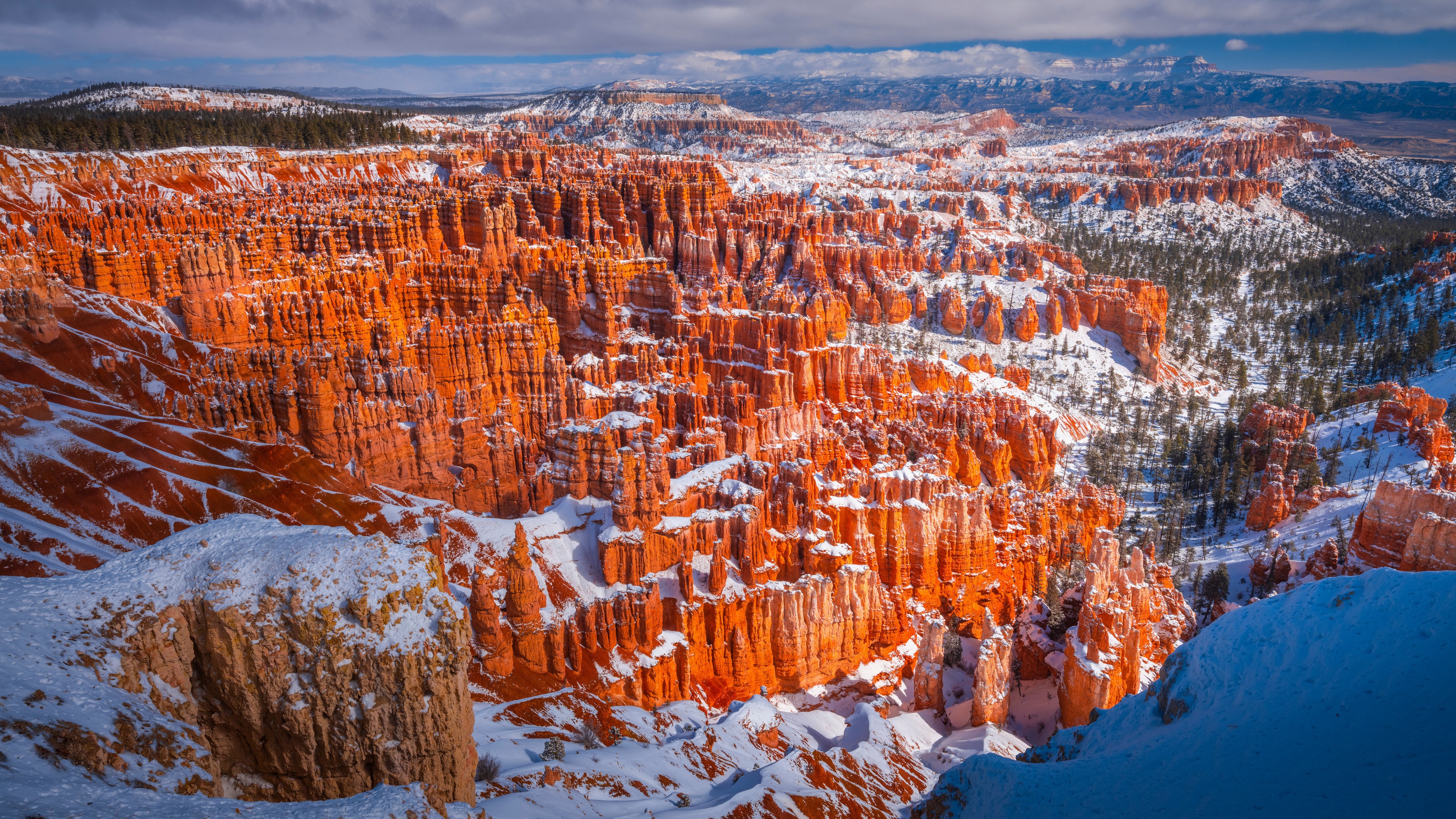 Landscape Nature Winter Snow USA Mountains Rock Formation Grand Canyon Desert Sky Clouds Valley 3840x2160