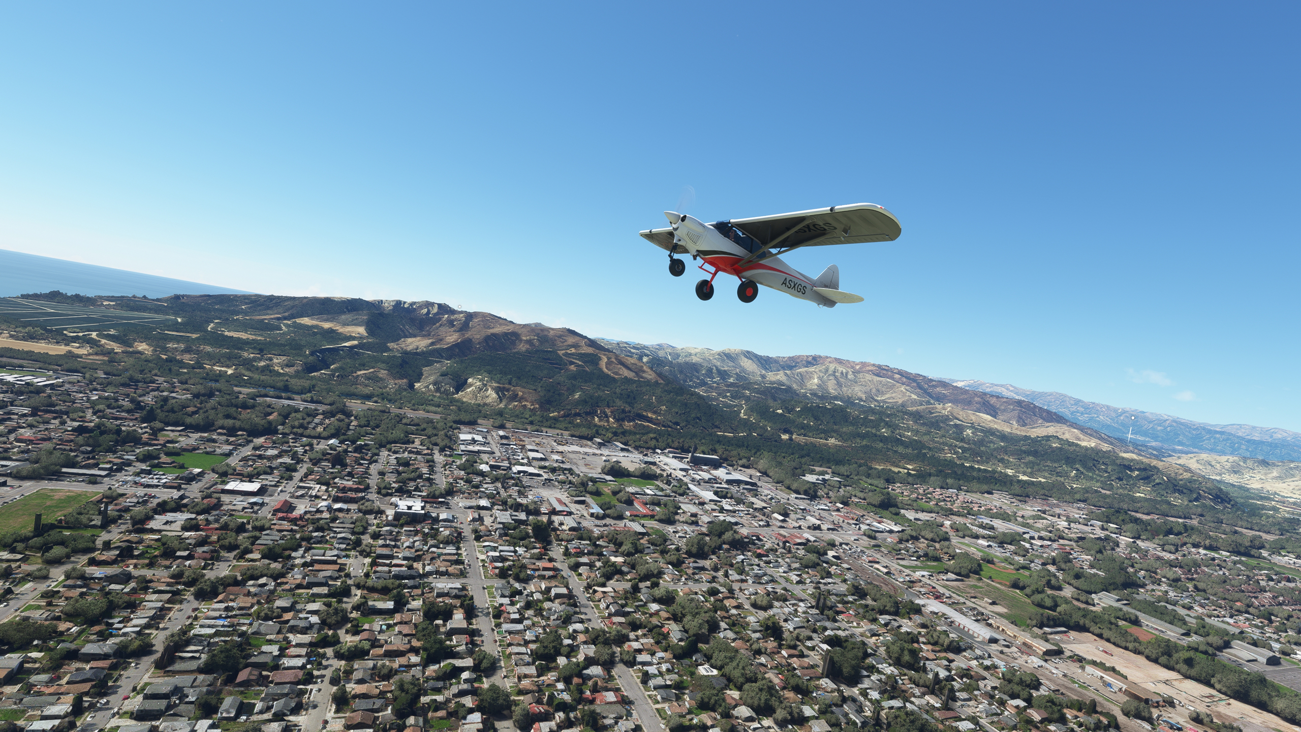 Microsoft Flight Simulator 2020 Los Angeles Flying Airplane Ocean View Highway Landscape 2560x1440