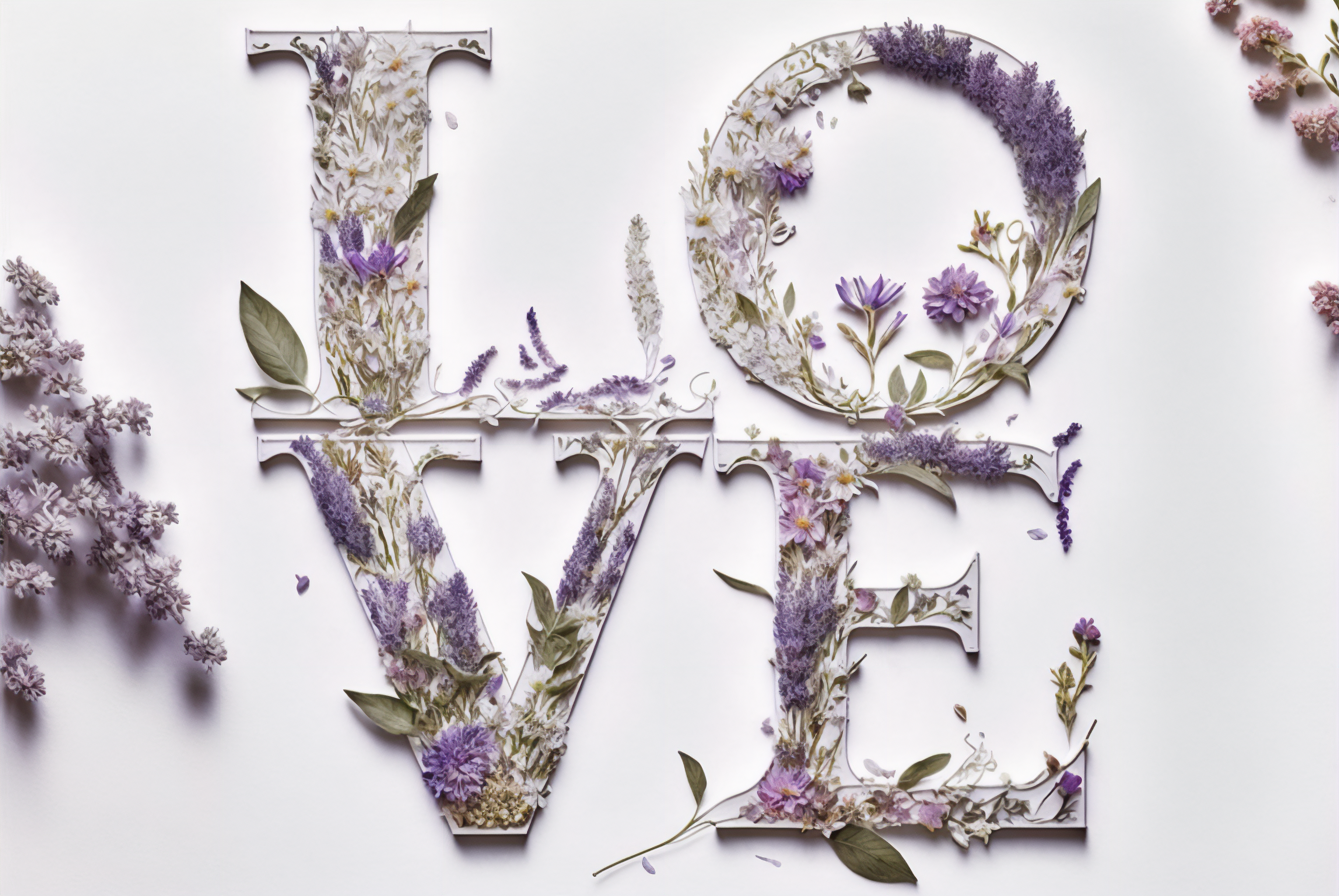 Ai Art Typography Love Floral 3060x2048