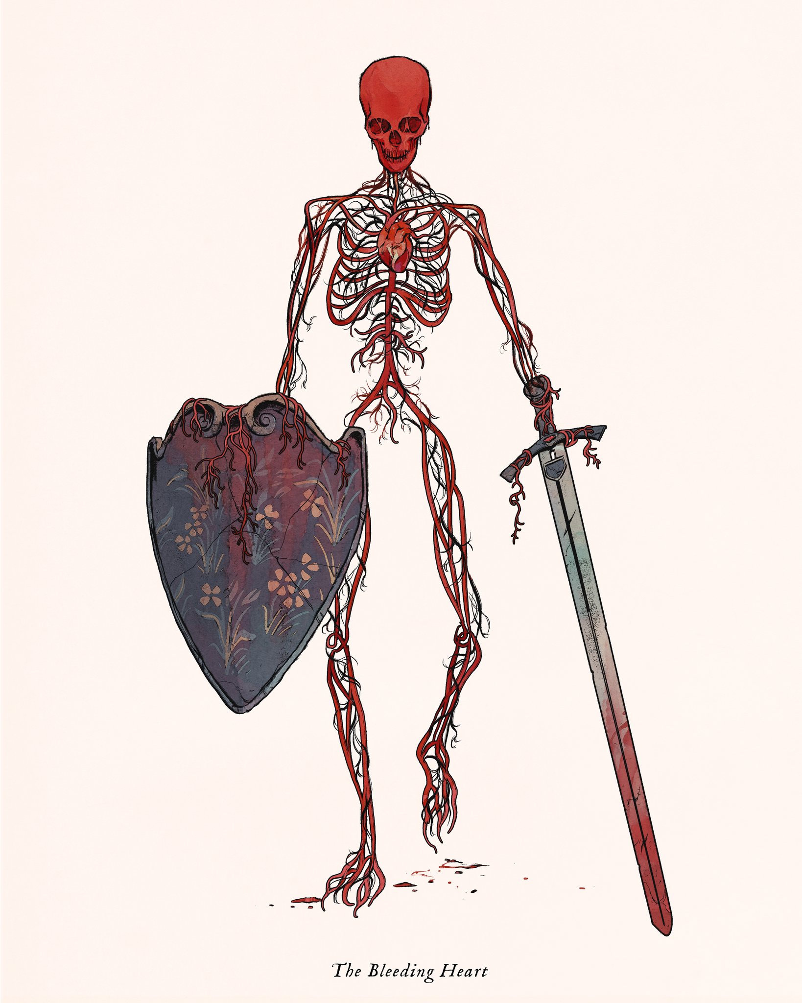 Skeleton Dead Sword Digital Art Illustration Character Design Shield Portrait Display Weapon Simple  1638x2048