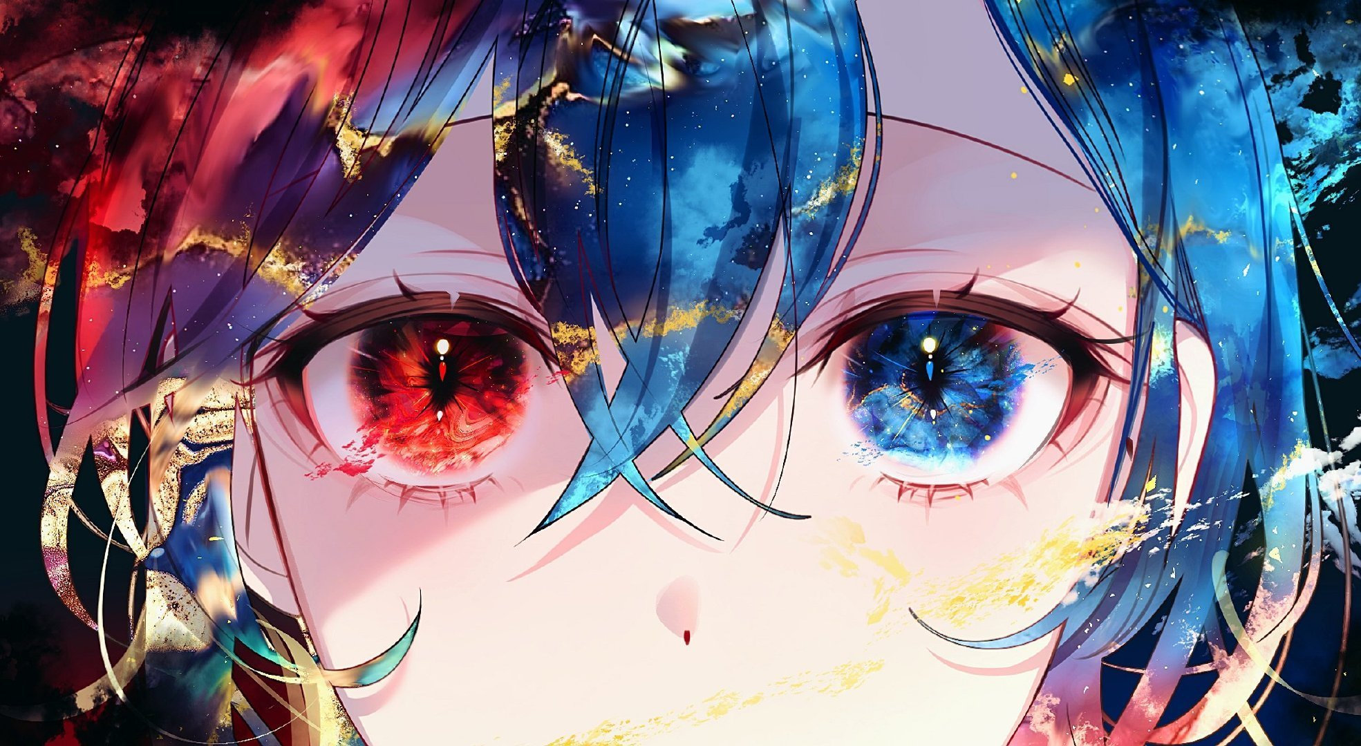11 Eyes EYE Divine Cybermancy 5 Eyes Anime Girls Colorful Heterochromia 1969x1080