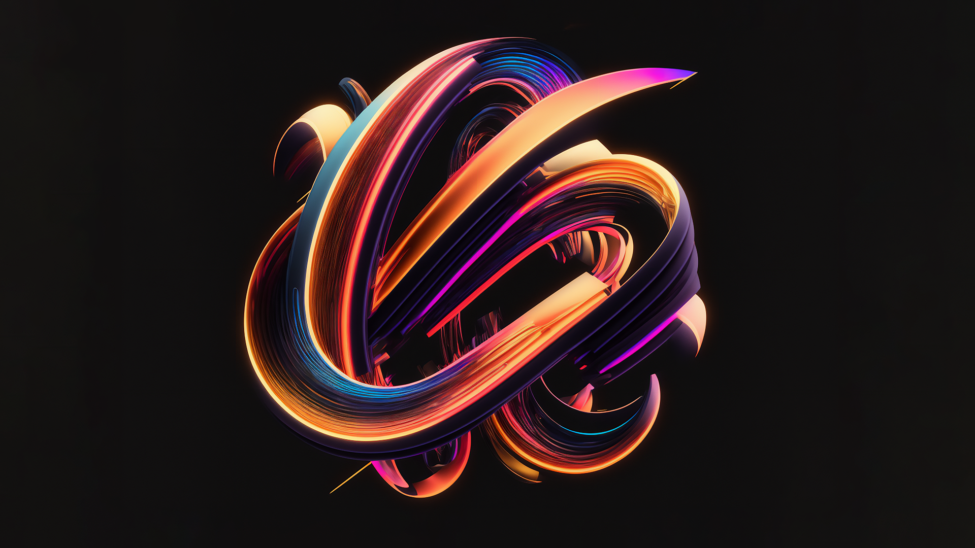 Ai Art Abstract Swirly Colorful Simple Background Minimalism Black Background 1920x1080