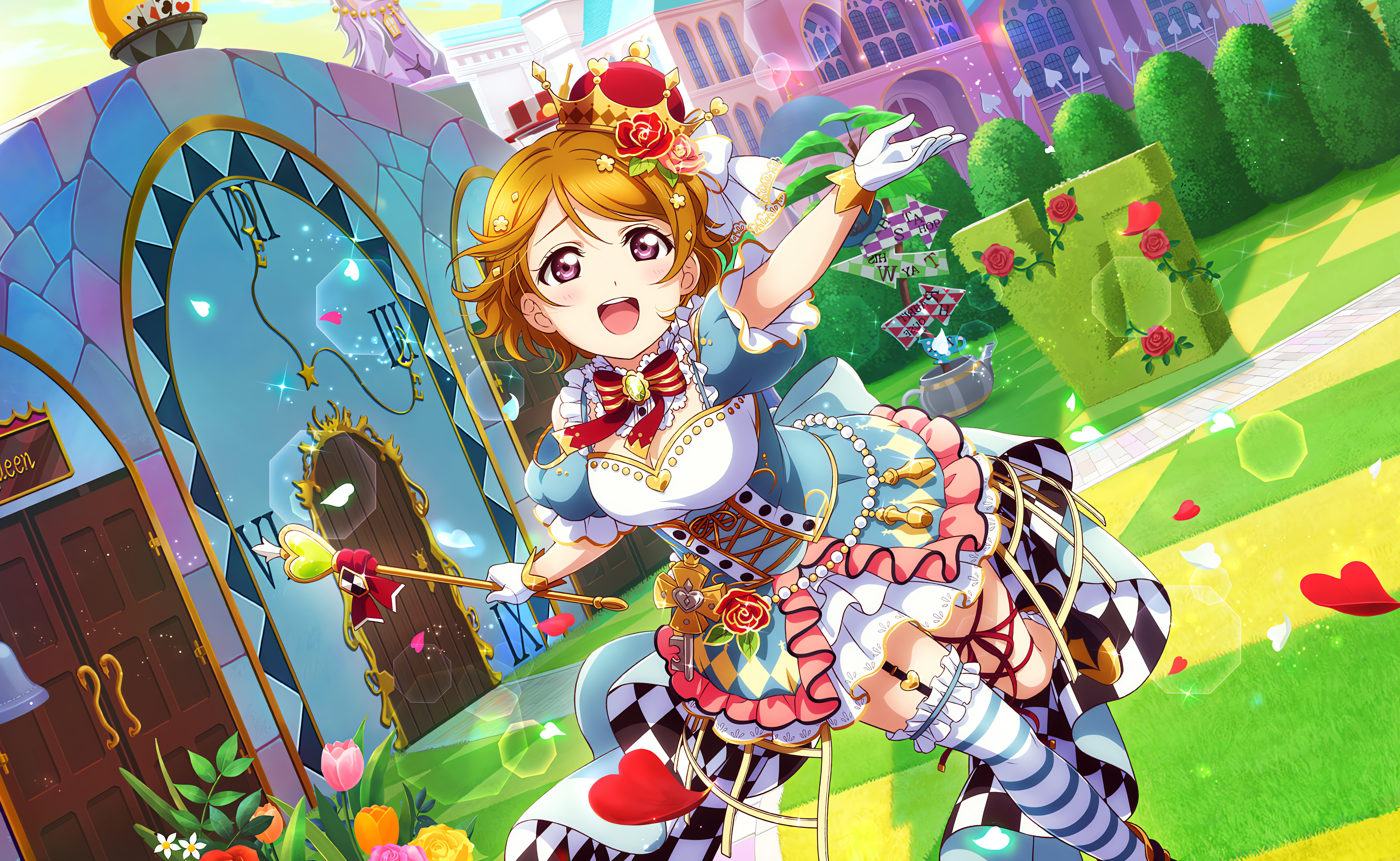 Koizumi Hanayo Love Live Anime Anime Girls Dress Bow Tie Gloves Open Mouth Crown Looking At Viewer C 4096x2520