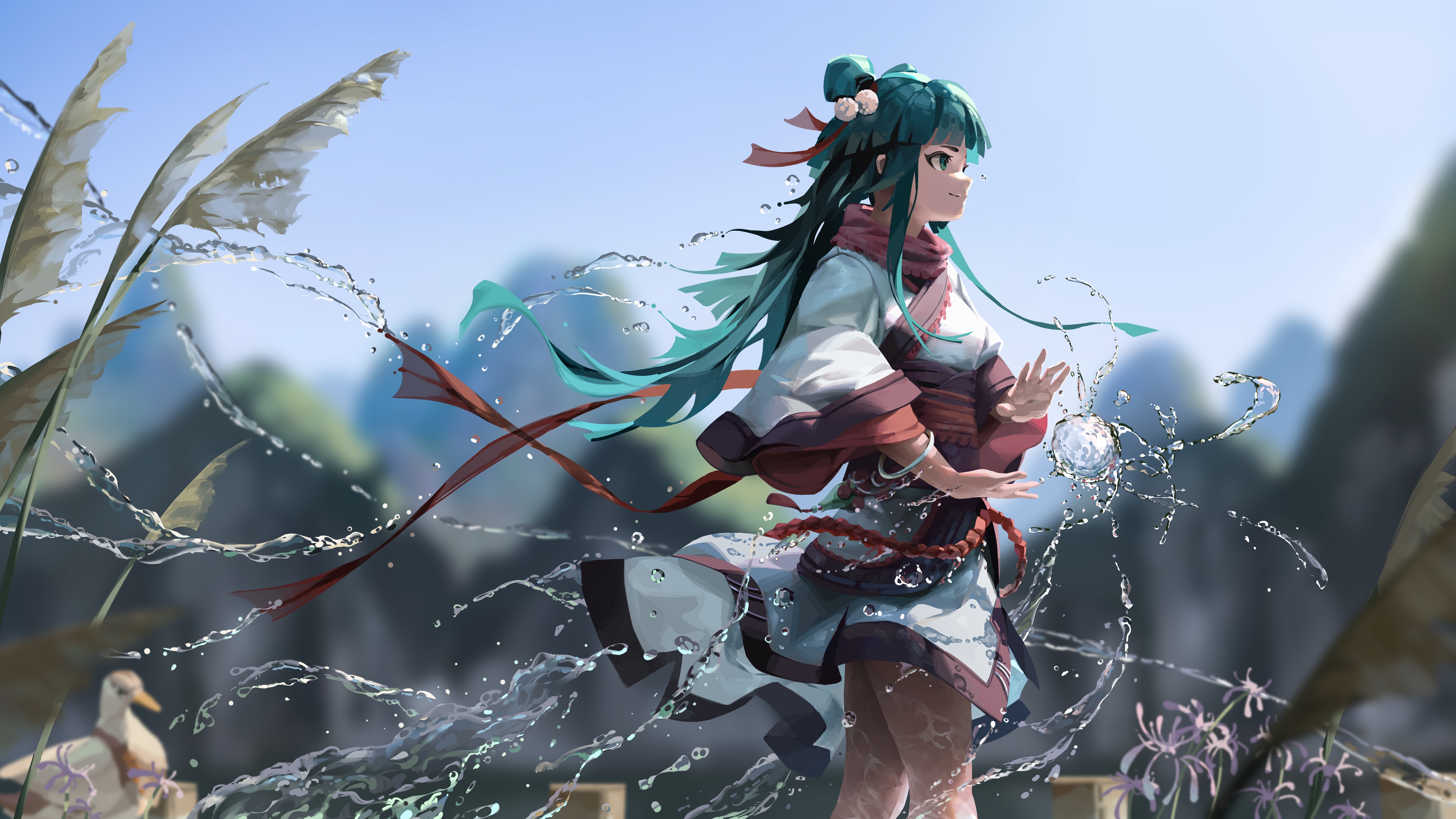 Digital Art Artwork Illustration Women Fantasy Art Fantasy Girl Water Blurred Kan Liu 7680x4320