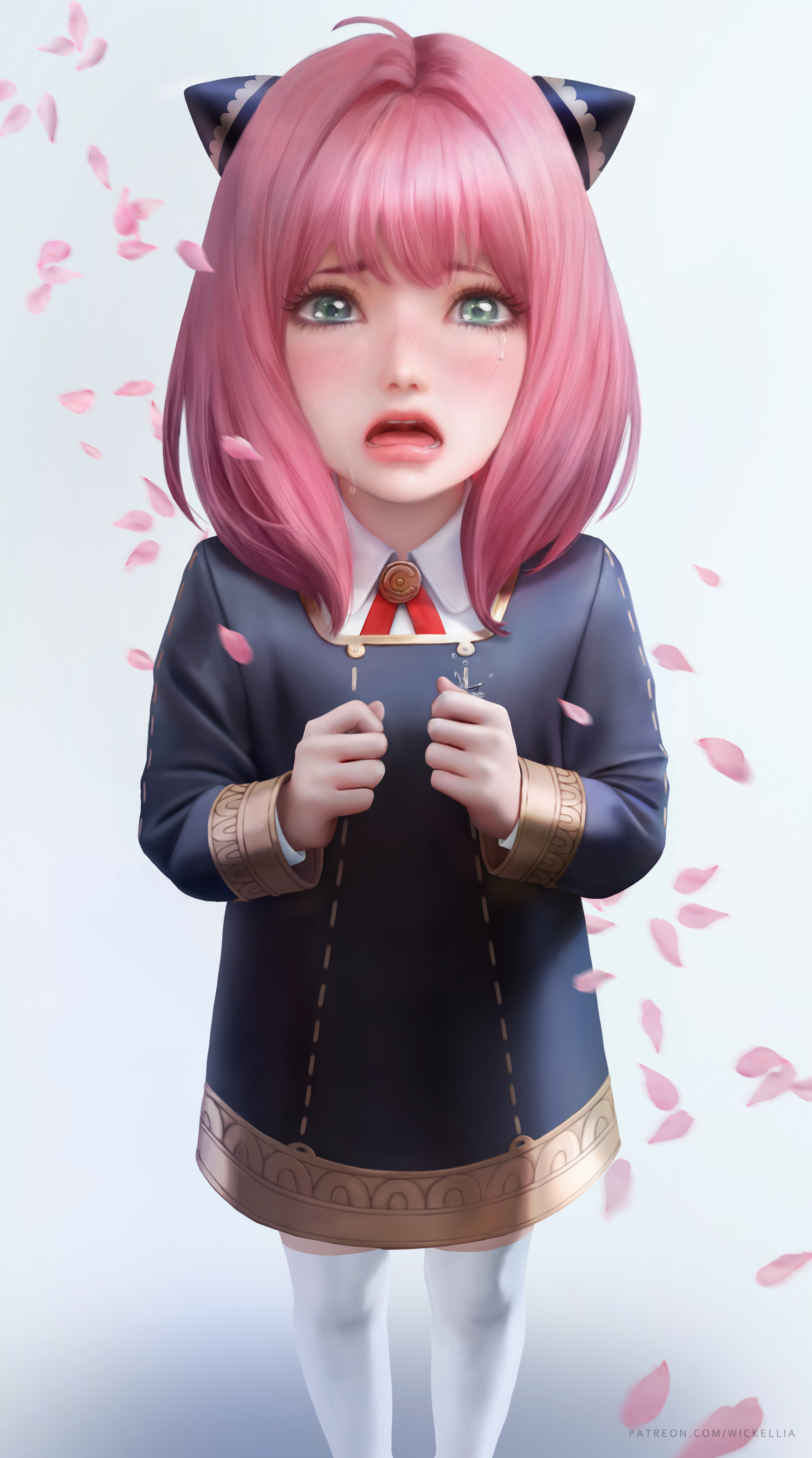 Anya Forger Spy X Family Anime Anime Girls Pink Hair Cherry Blossom Crying 2D Artwork Drawing Fan Ar 3900x7000