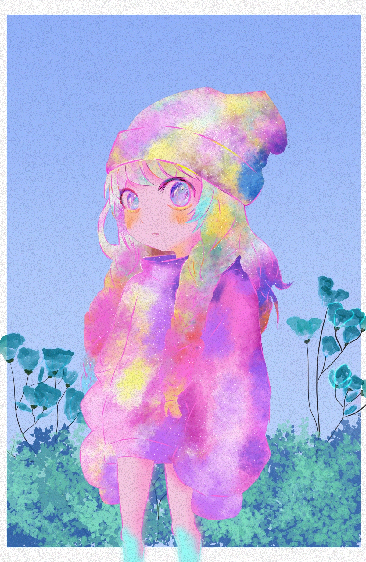 Anime Girls Artwork Digital Art Blue Purple Anime Kawai Artist Akushu Portrait Display Hat Looking A 1200x1839