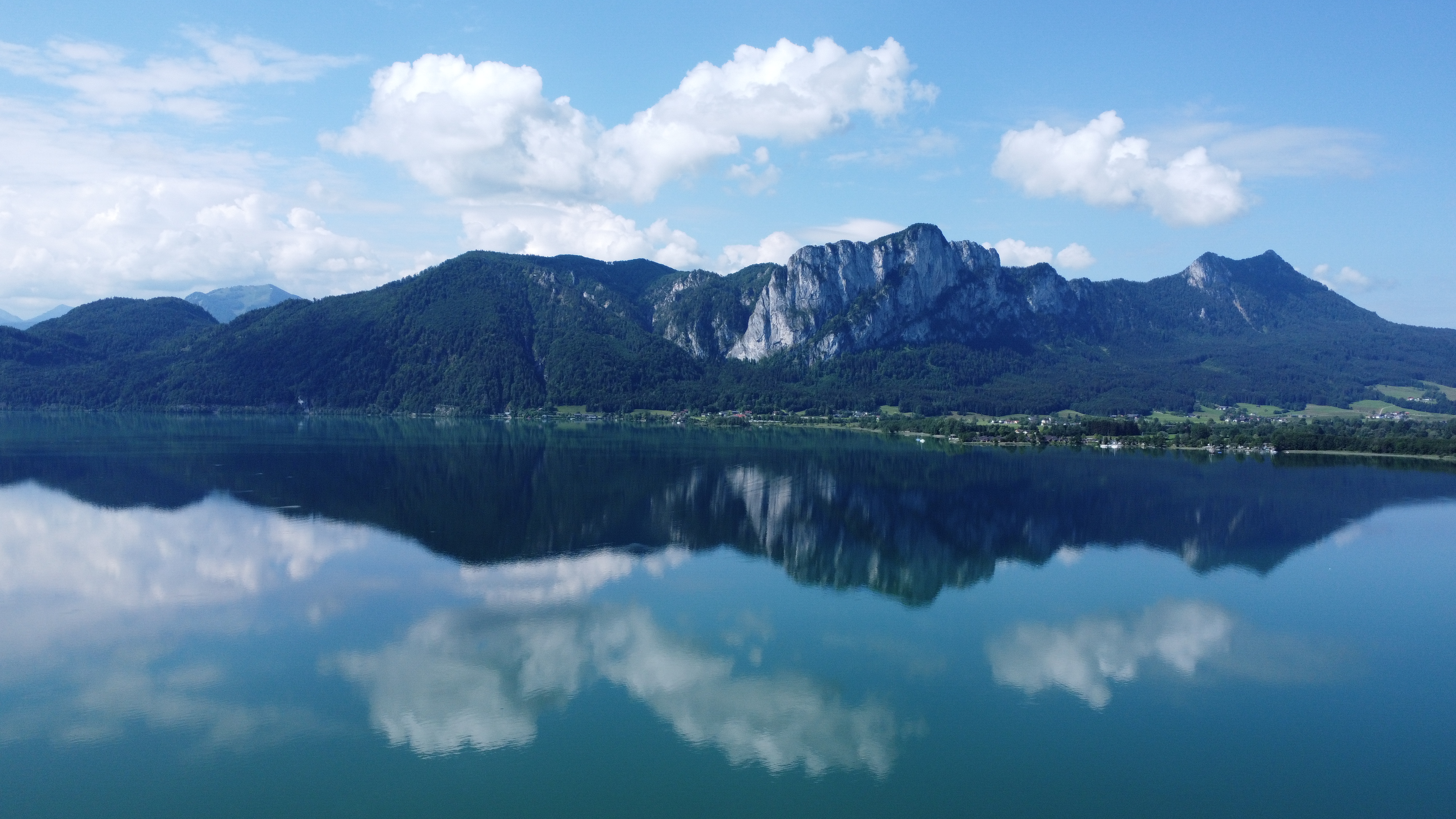 Moondsee Austria Lake Water Reflection Mountains Clouds Sky Landscape Nature 4000x2250