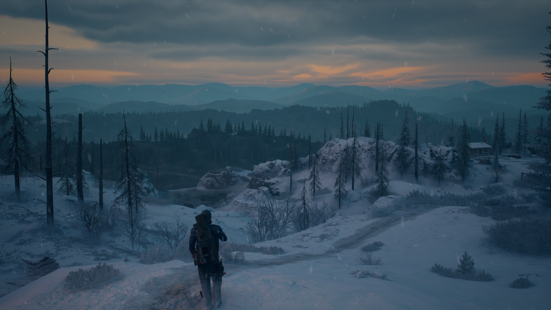 Days Gone Video Games Snow Landscape Sky Clouds Winter Mountains Trees CGi Video Game Characters Vid 1920x1080