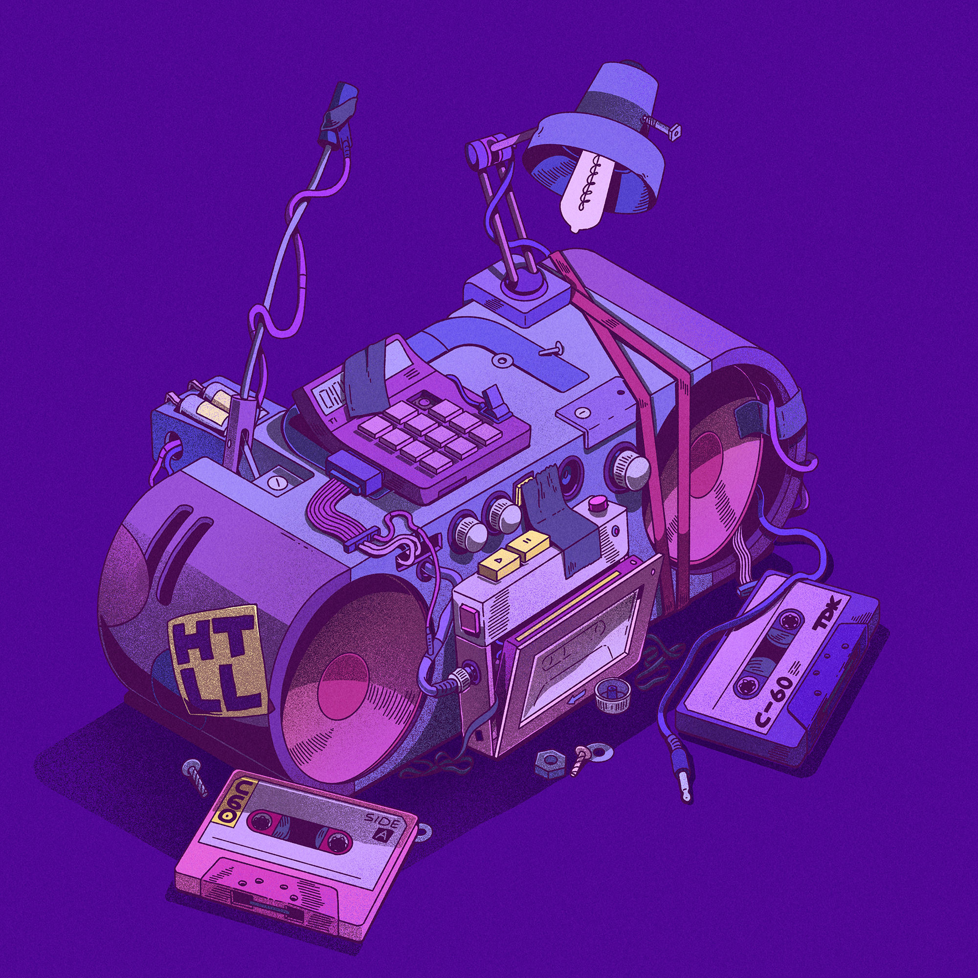 Artwork Digital Art Colorful Science Fiction Illustration Nft Cassette Player Boombox Purple Backgro 2000x2000