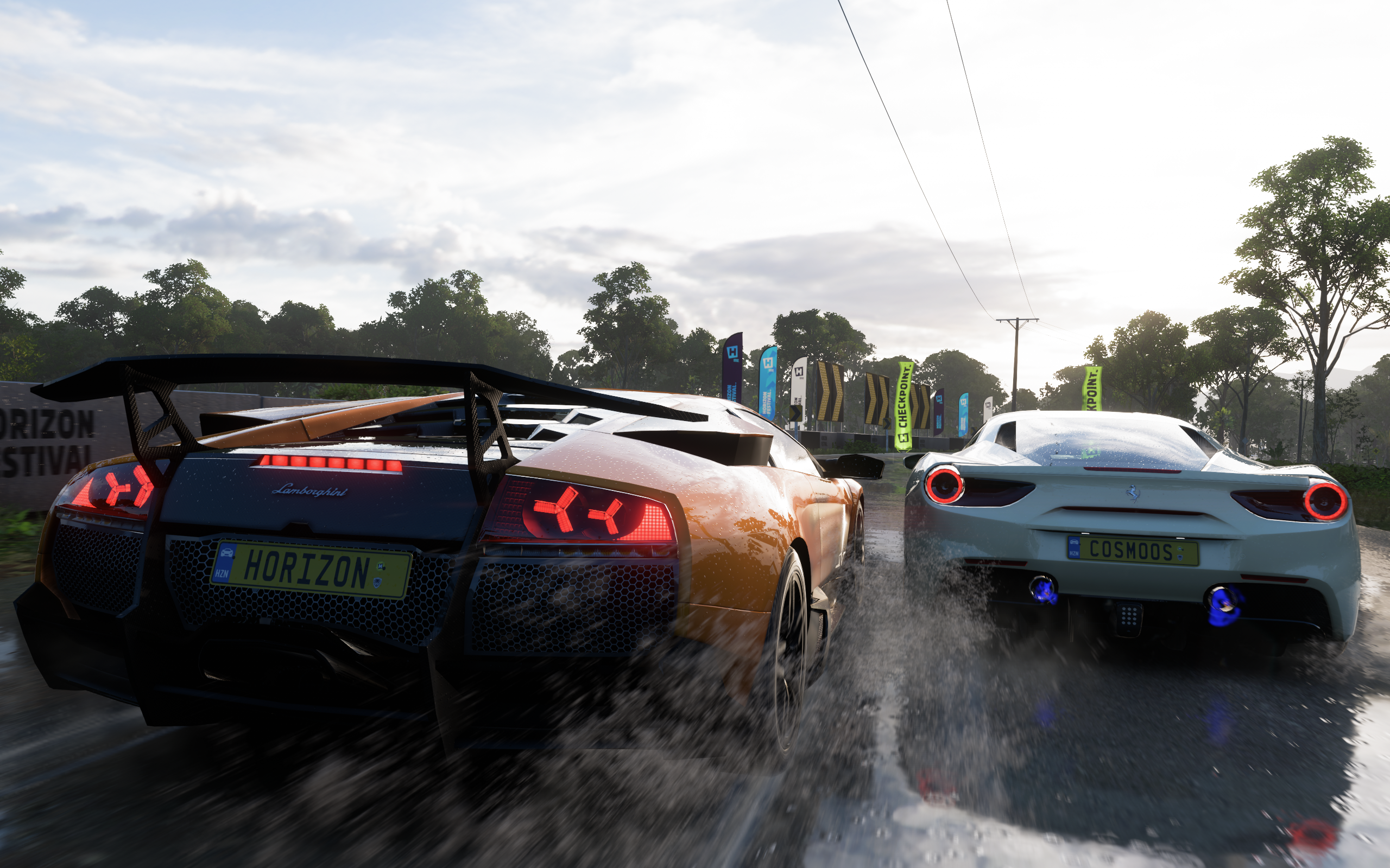 Forza Horizon 5 Ferrari Screen Shot Video Games Taillights Rear View Licence Plates CGi Car 2560x1600