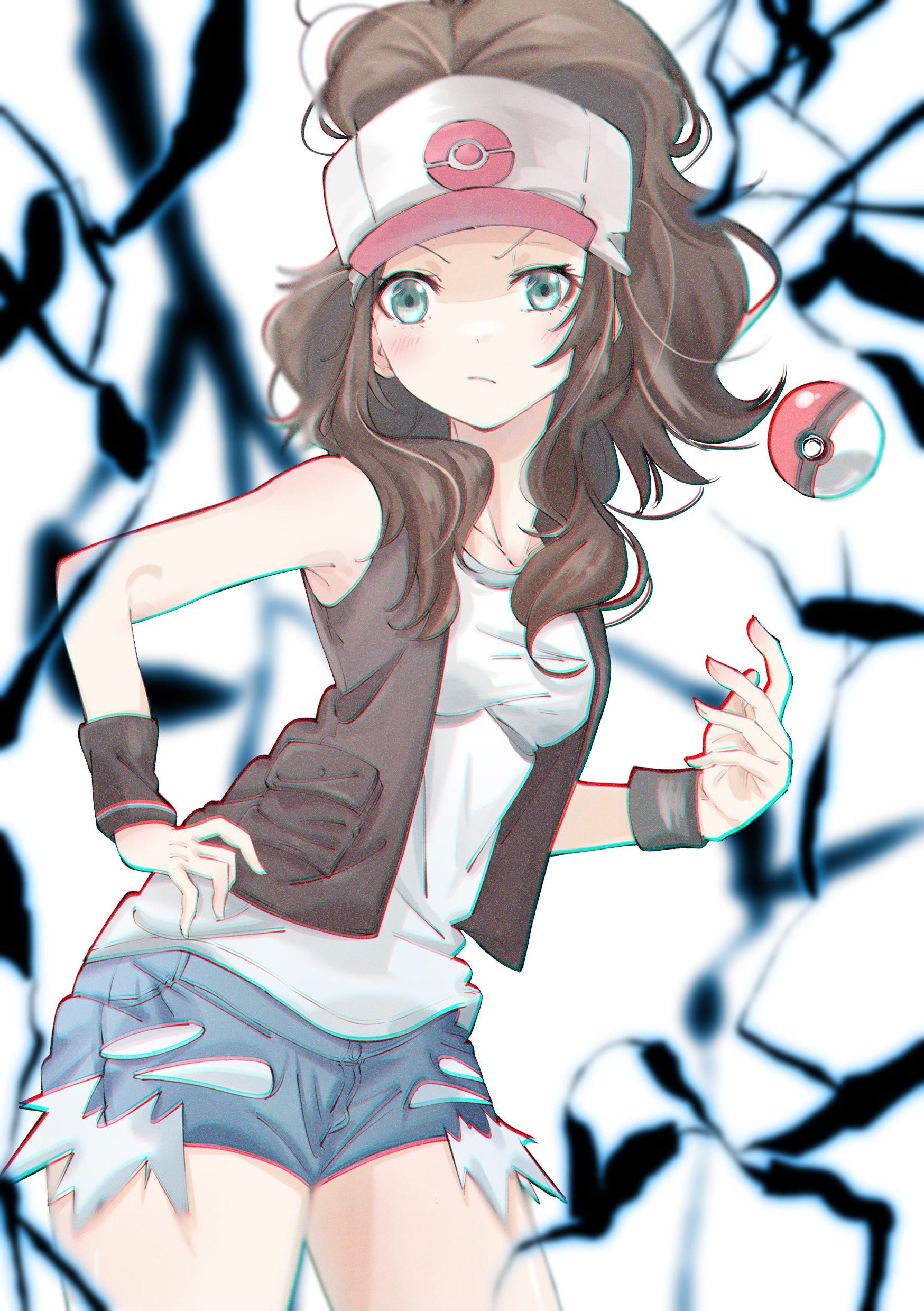 Anime Anime Girls Pokemon Hilda Pokemon Long Hair Ponytail Brunette Solo Artwork Digital Art Fan Art 1748x2480