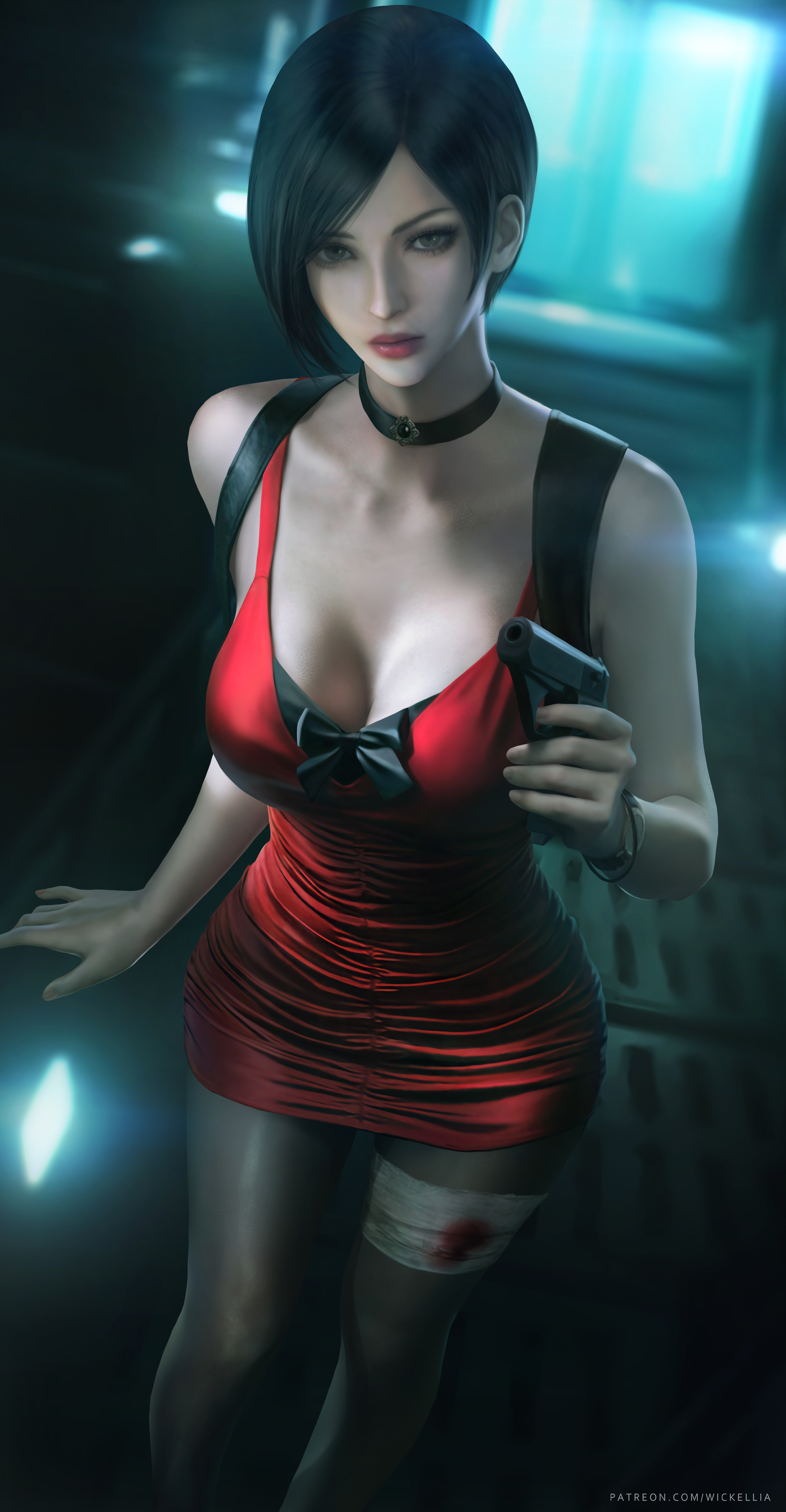 Ada Wong Resident Evil Video Games Video Game Girls 2D Artwork Drawing Fan Art Wickellia Dress 3900x7500
