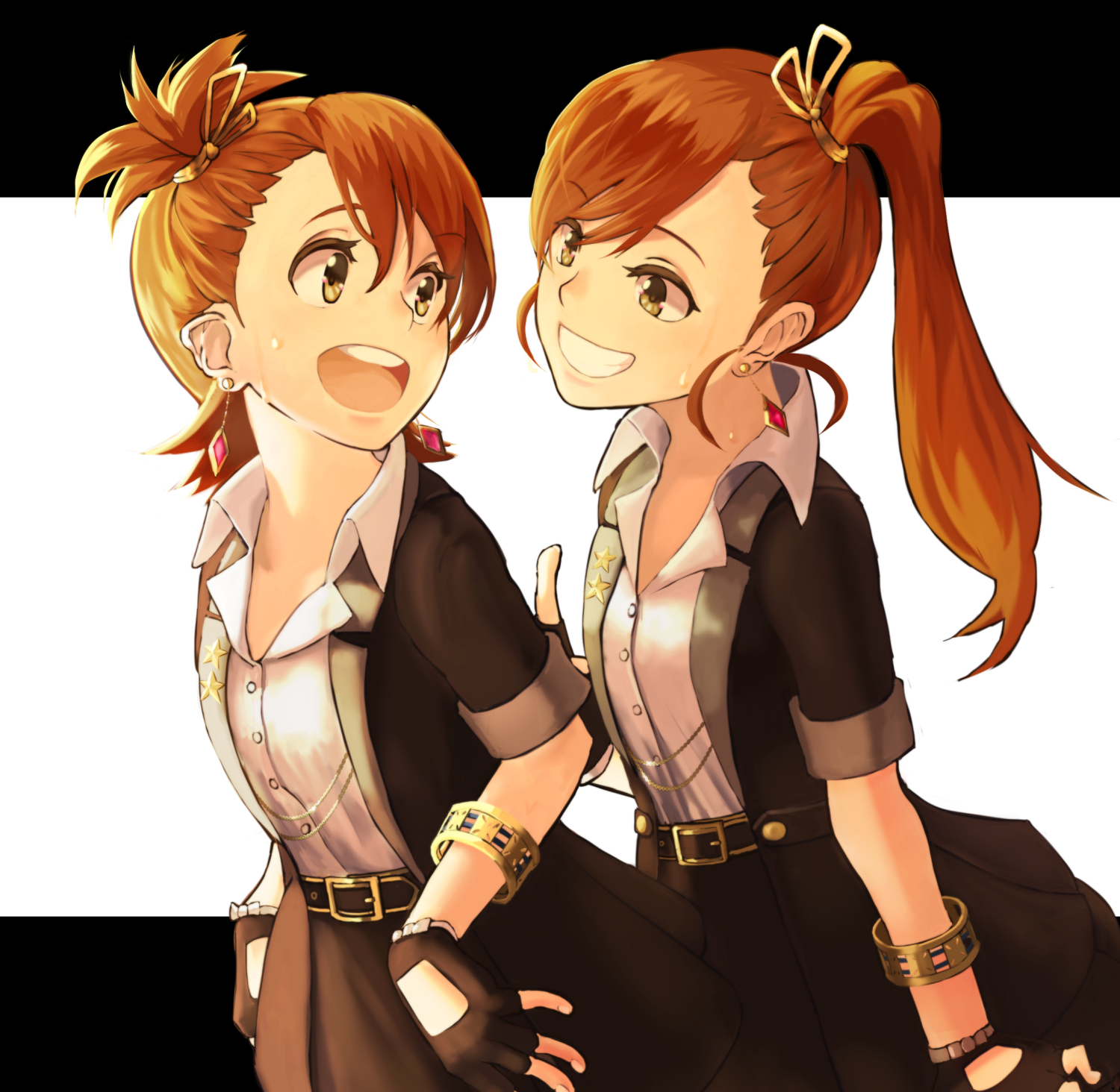 Anime Anime Girls THE IDOLM STER Futami Ami Futami Mami Long Sleeves Brunette Twins Two Women Artwor 1500x1464