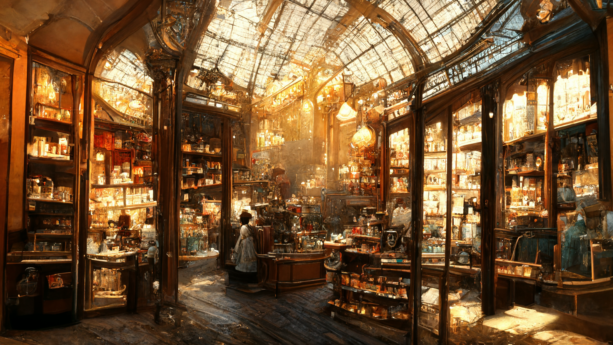 Paris Stores Shopping Lights Victorian Artwork 2048x1152