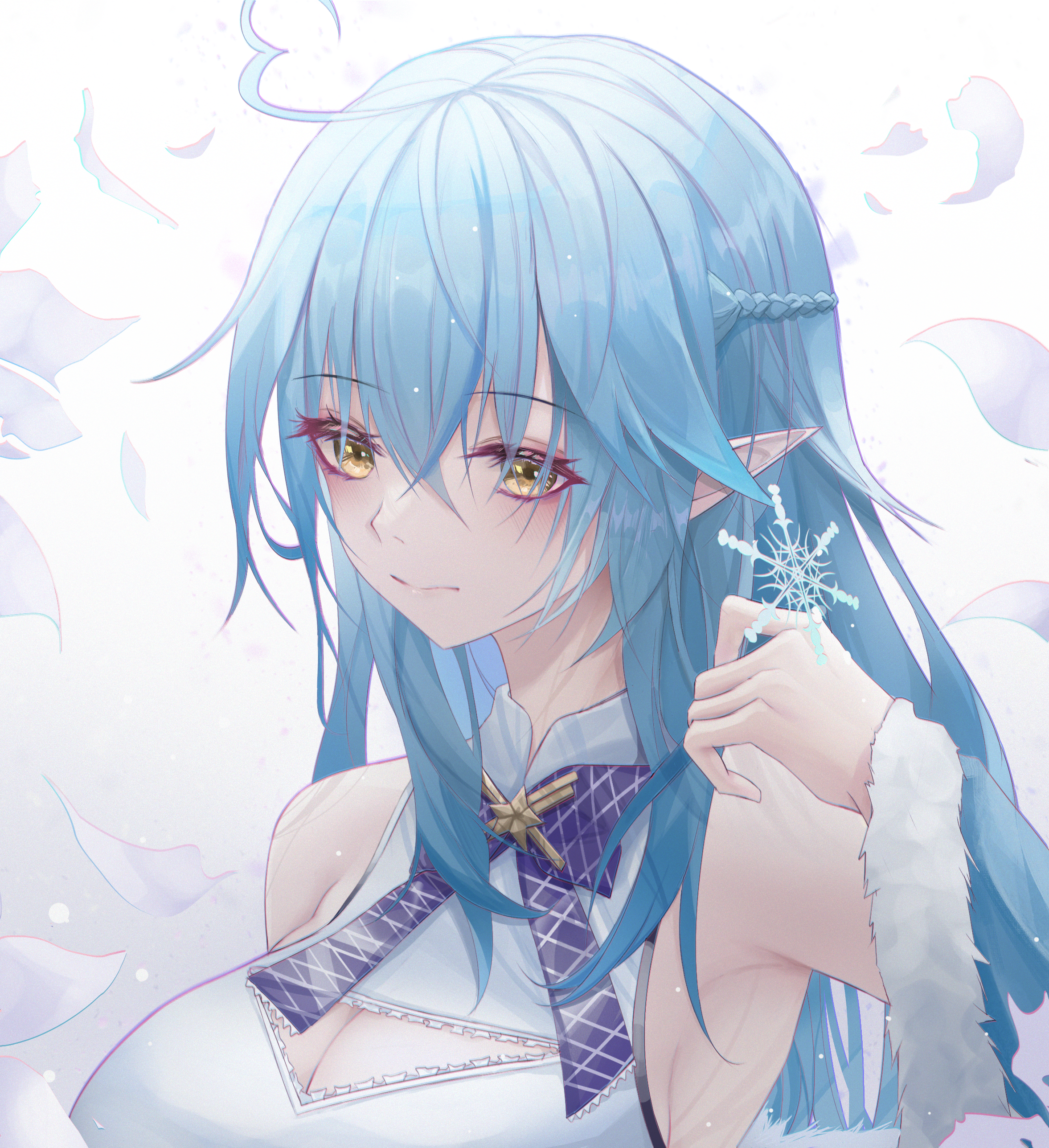 Anime Girls Anime Virtual Youtuber Yukihana Lamy Hololive Long Hair Pointy Ears Blue Hair Artwork Di 2354x2576