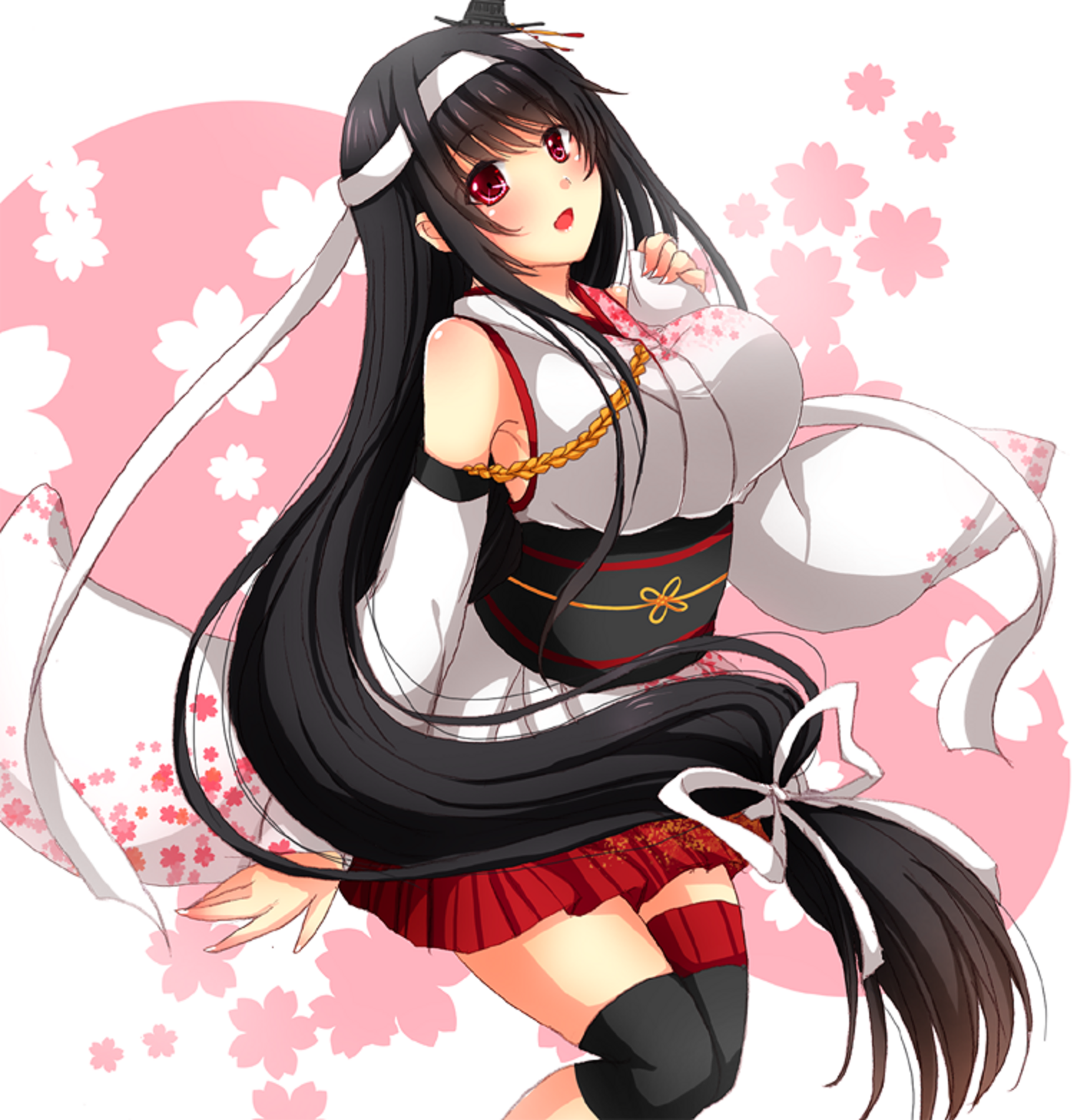 Anime Anime Girls Kantai Collection Fusou KanColle Long Hair Black Hair Japanese Clothes Solo Artwor 1500x1564