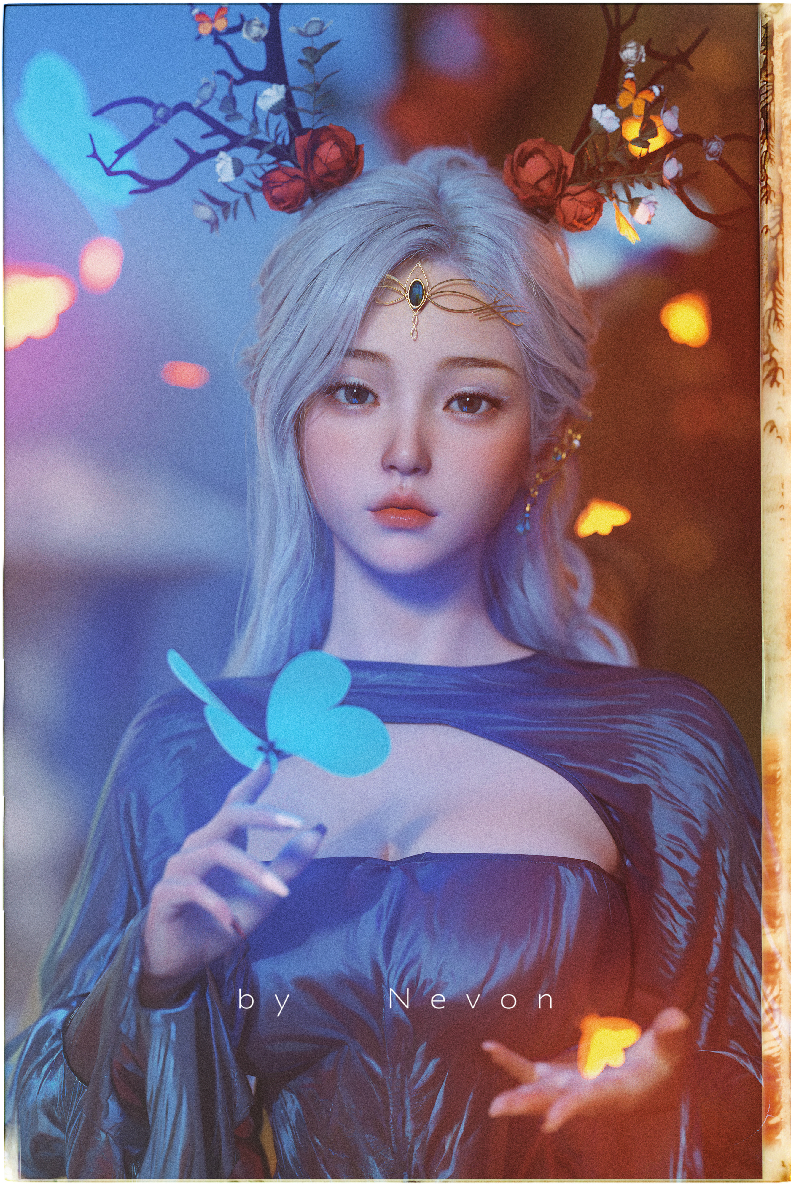 Digital Art Artwork Illustration CGi Portrait Display Asian Long Hair White Hair Fantasy Girl Fantas 2667x4001