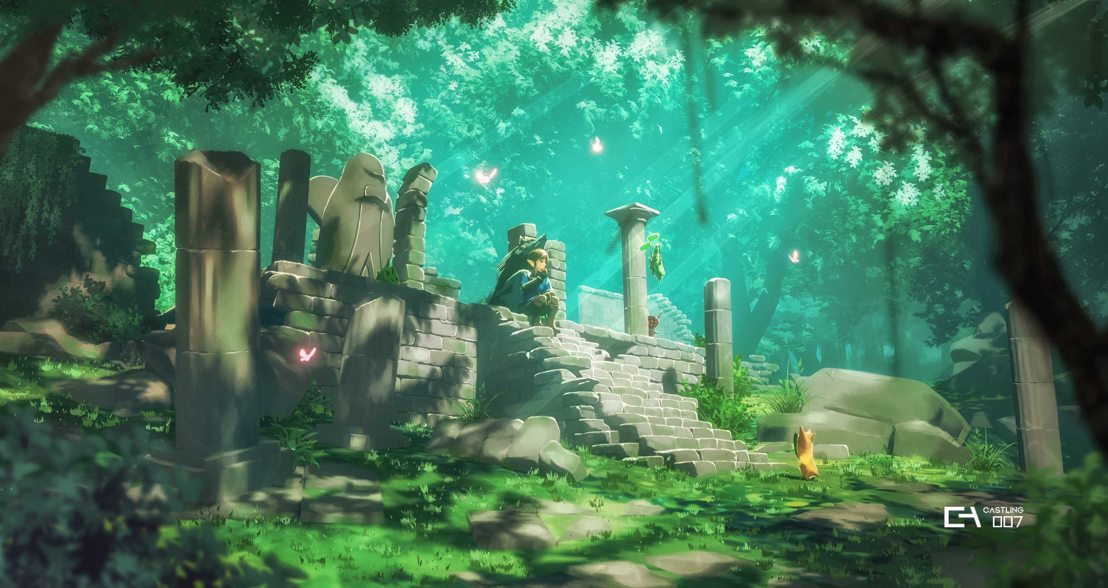 The Legend Of Zelda Breath Of The Wild Link Forest Ruins 3557x1889