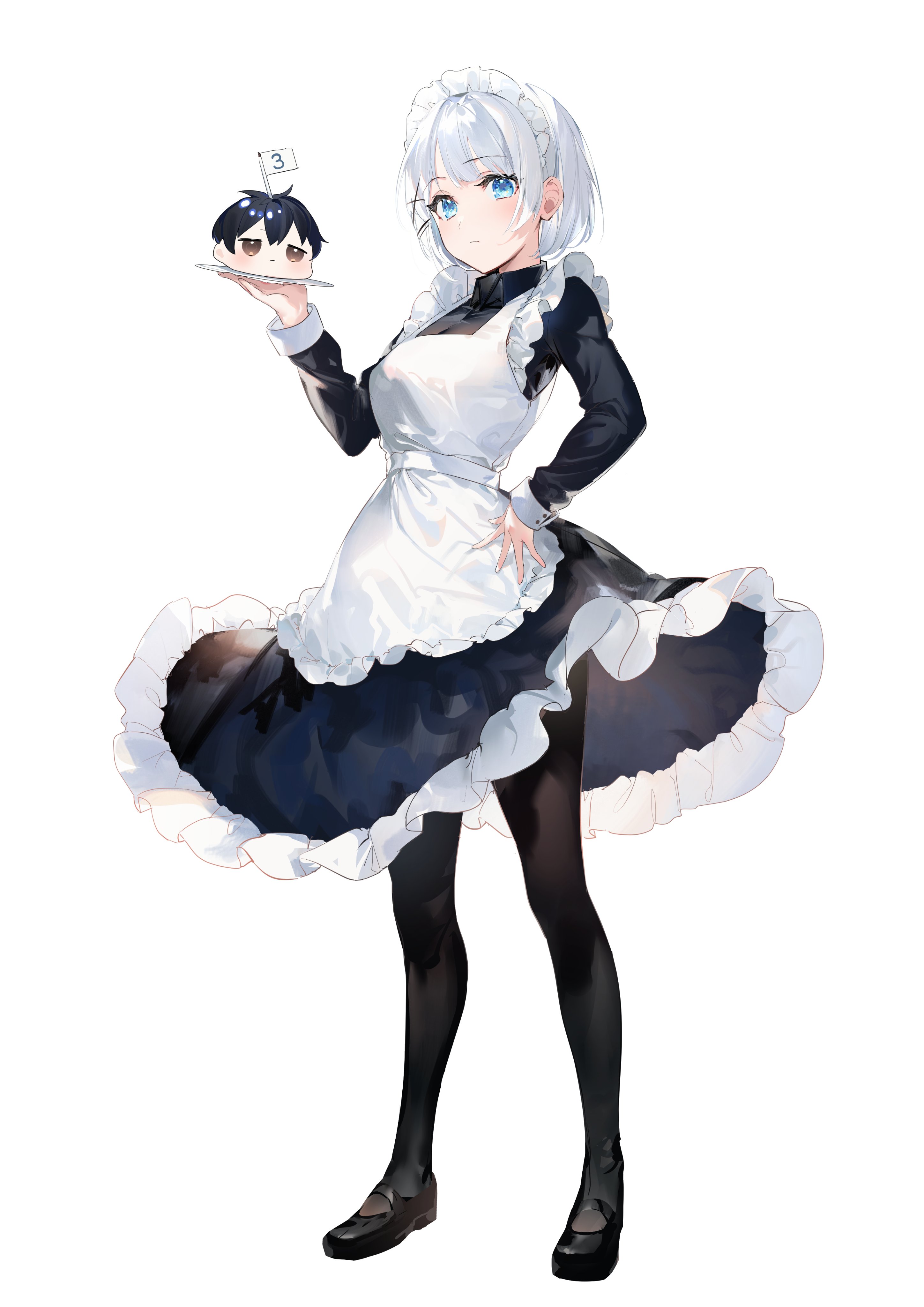 White Hair Siesta Short Hair Blue Eyes Tantei Wa Mou Shindeiru Maid Outfit Anime Anime Girls White B 2896x4096