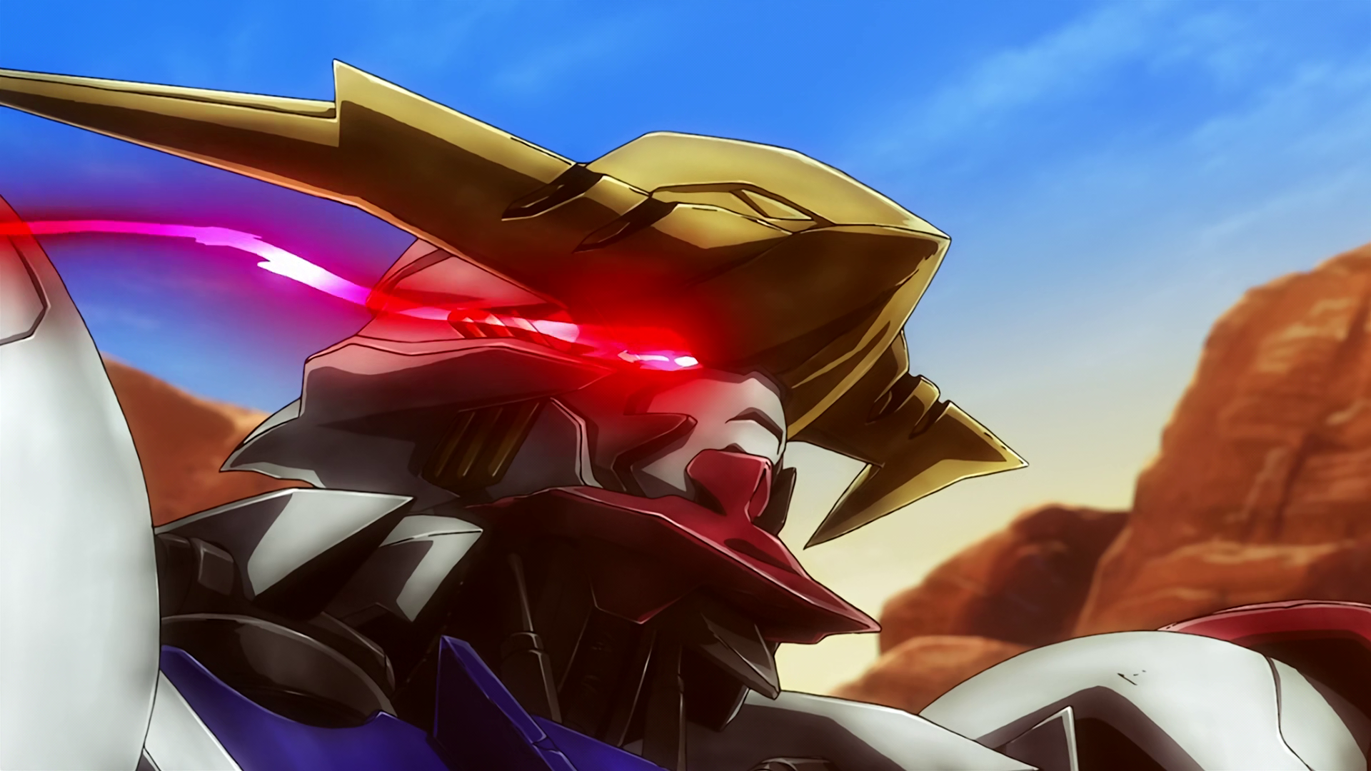 Anime Anime Screenshot Gundam Barbatos Lupus Mobile Suit Gundam Iron Blooded Orphans Glowing Eyes Ma 1920x1080
