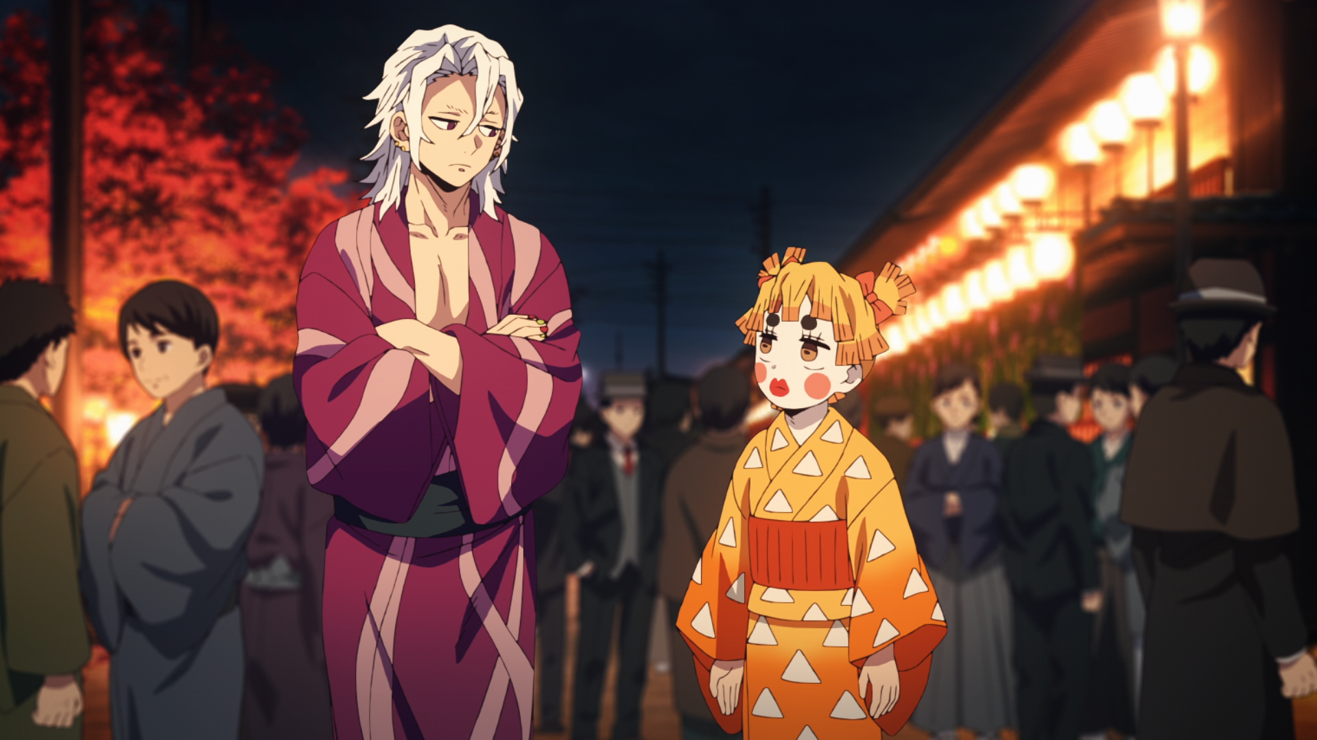 Kimetsu No Yaiba Tengen Uzui Zenitsu Agatsuma Kimono White Hair Anime Anime Screenshot Anime Boys Ma 1920x1079