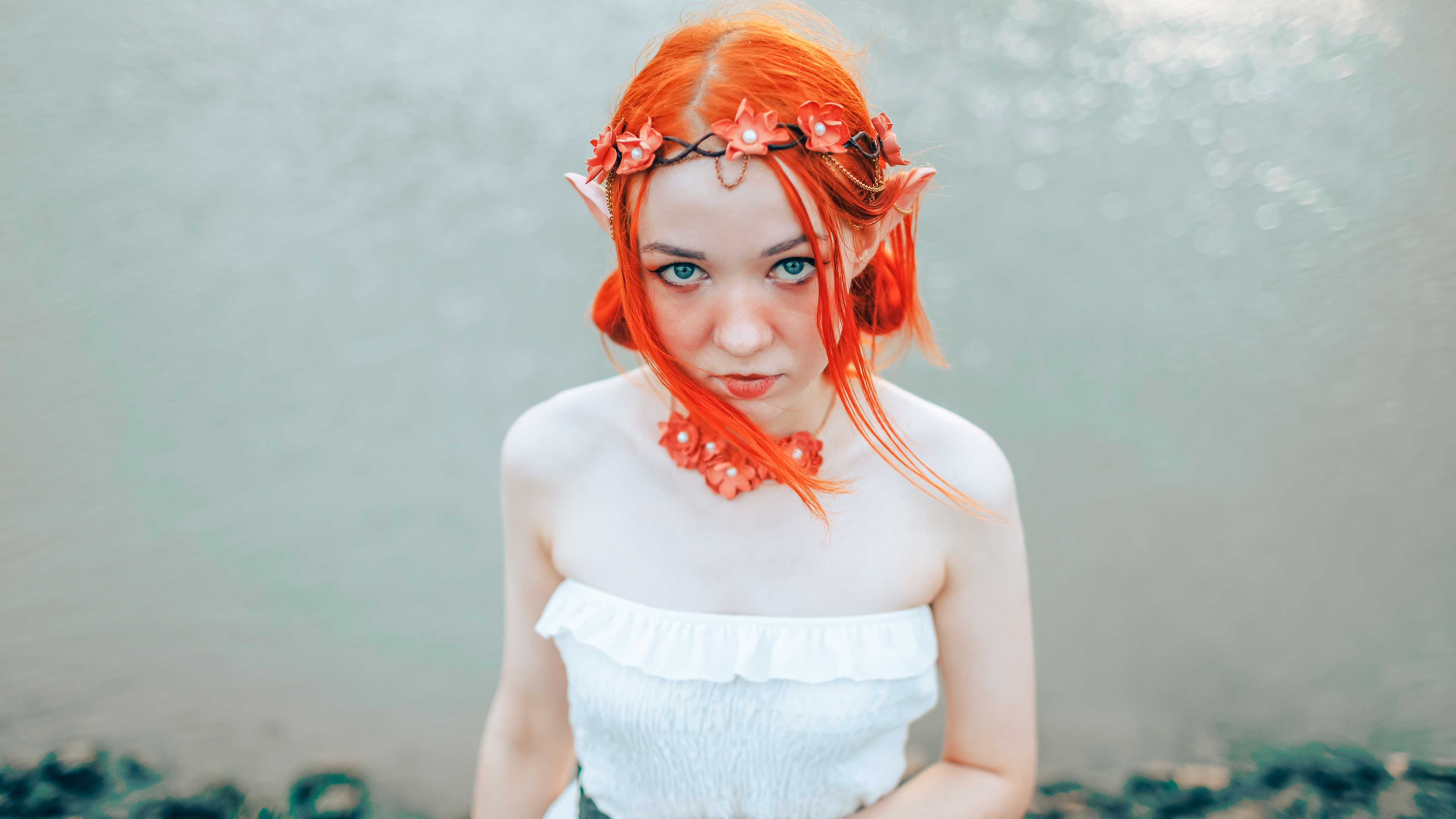 Women Russian Model People Face Redhead Cosplay Elven Outdoors 3840x2160