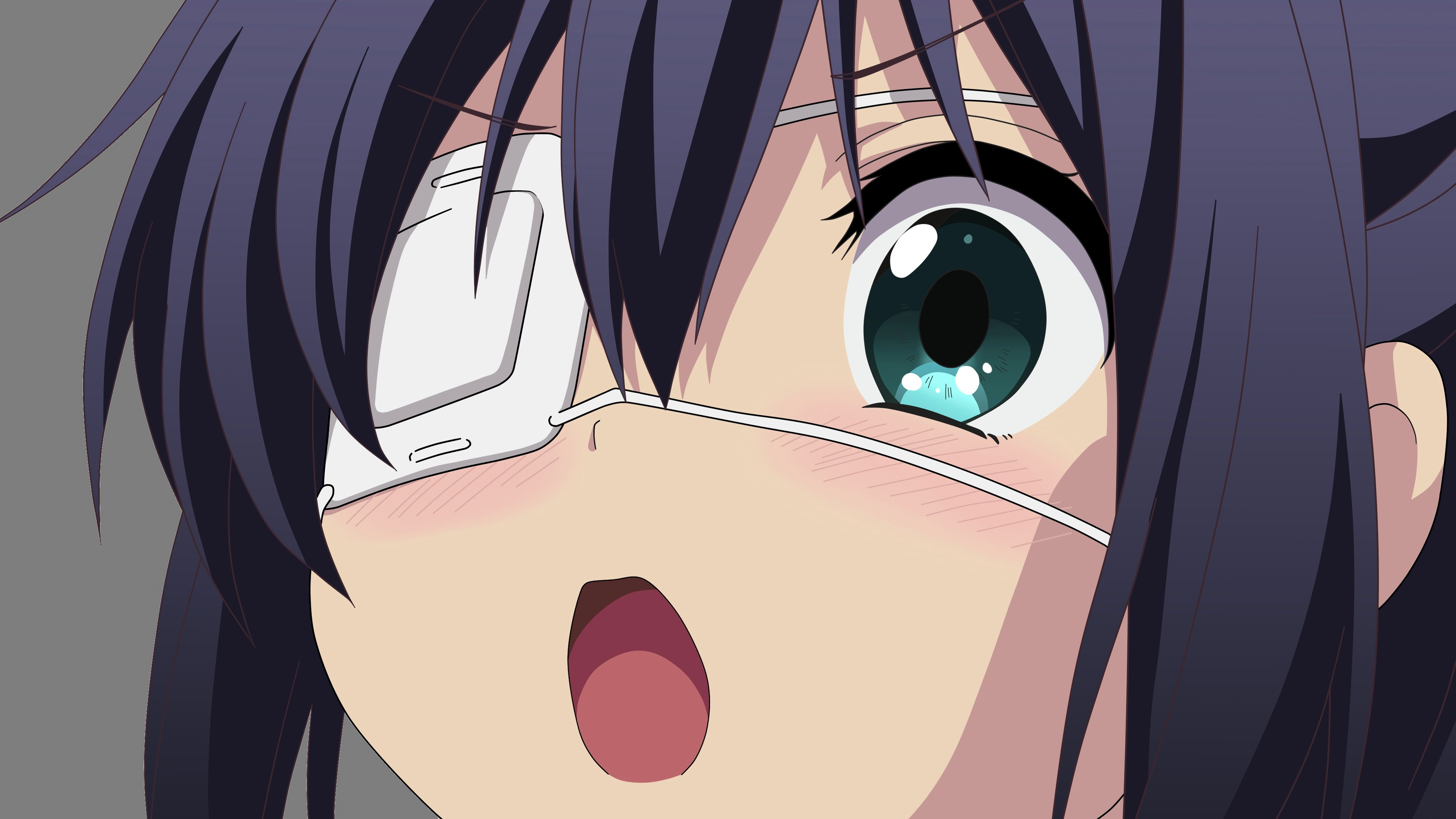 Takanashi Rikka Anime Girls Eyepatches Open Mouth 3840x2160