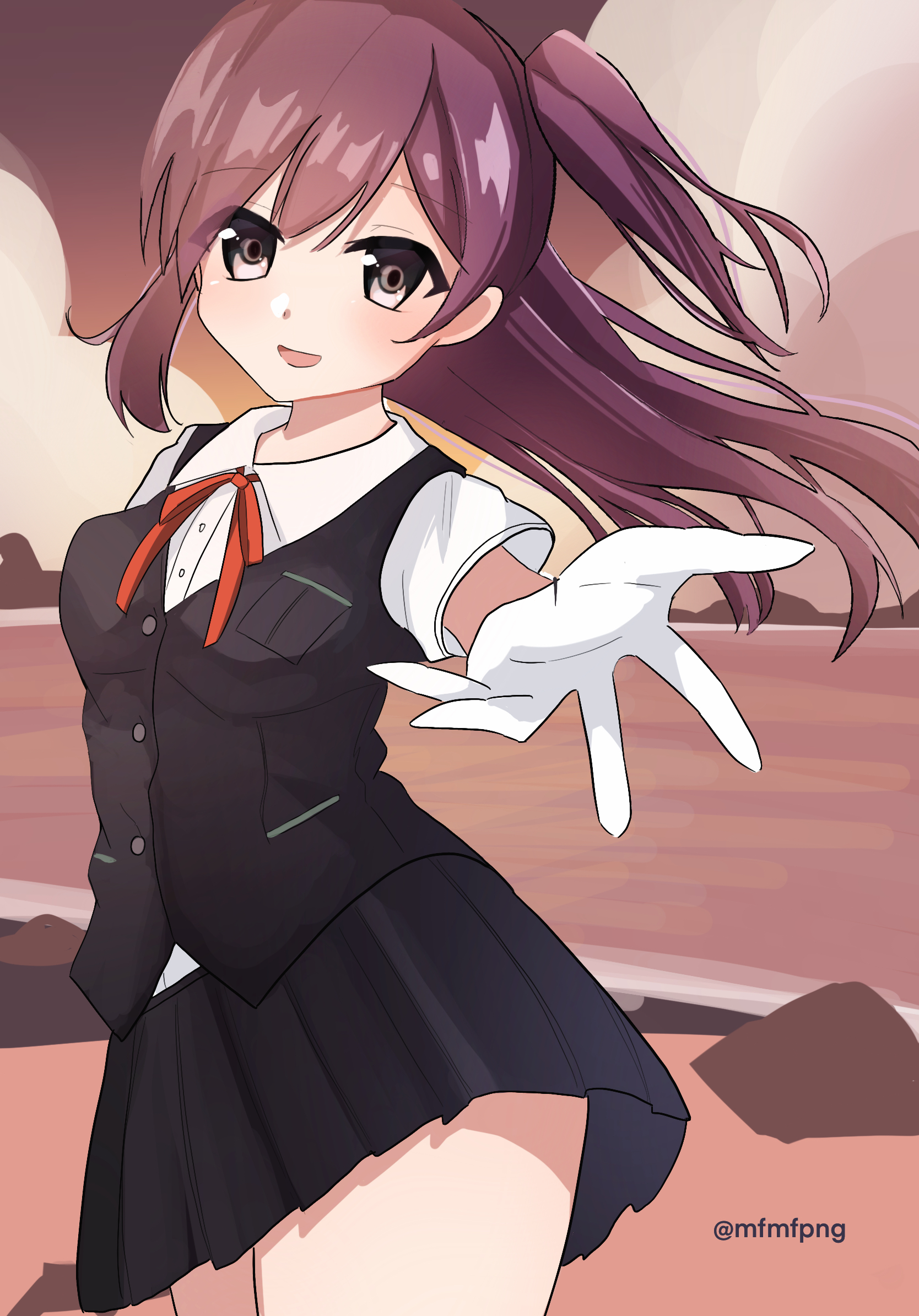 Anime Anime Girls Kantai Collection Hagikaze KanColle Long Hair Purple Hair Solo Artwork Digital Art 1668x2388