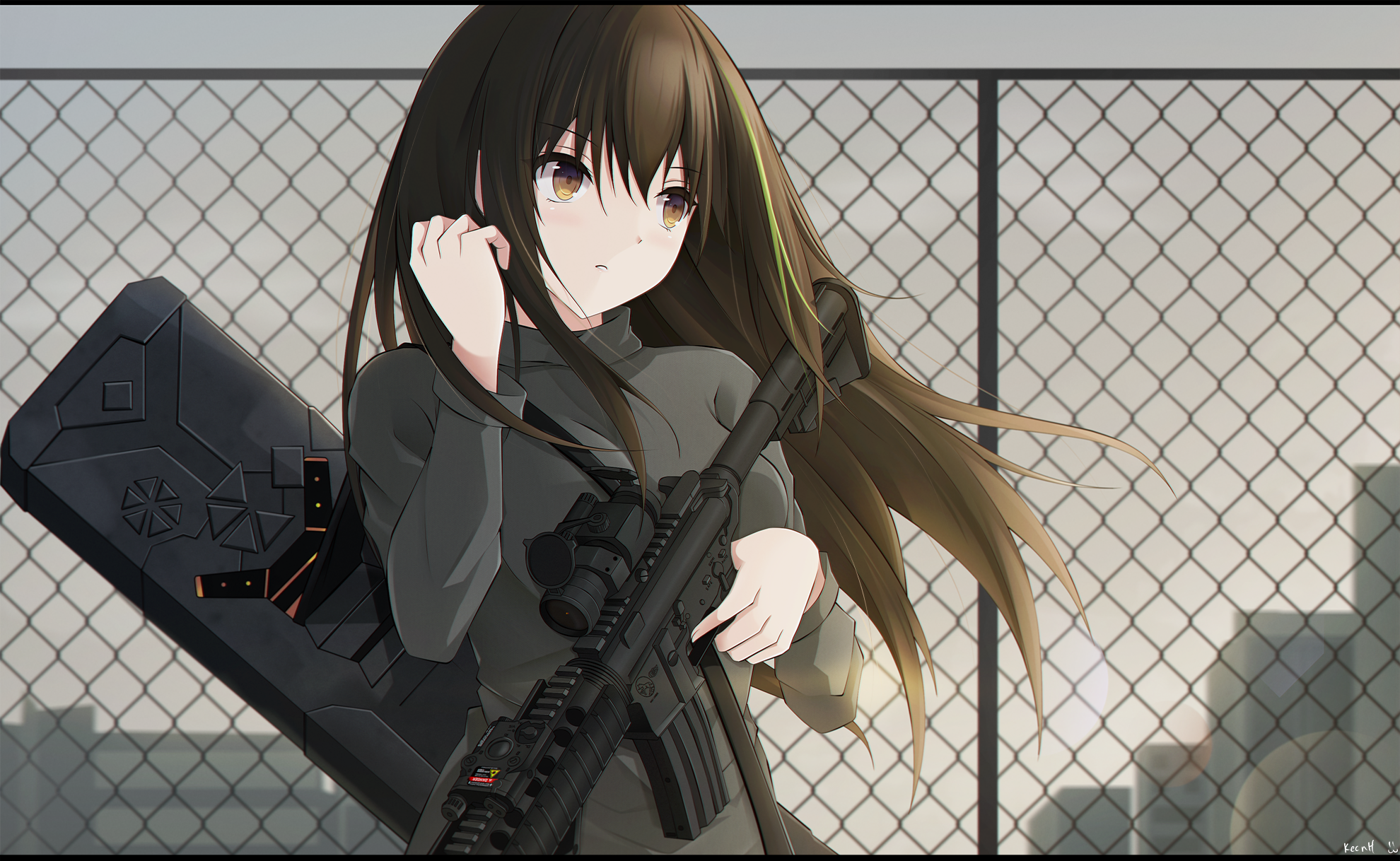 Anime Anime Girls Girls Frontline M4A1 Girls Frontline Long Hair Brunette Solo Artwork Digital Art F 1980x1218