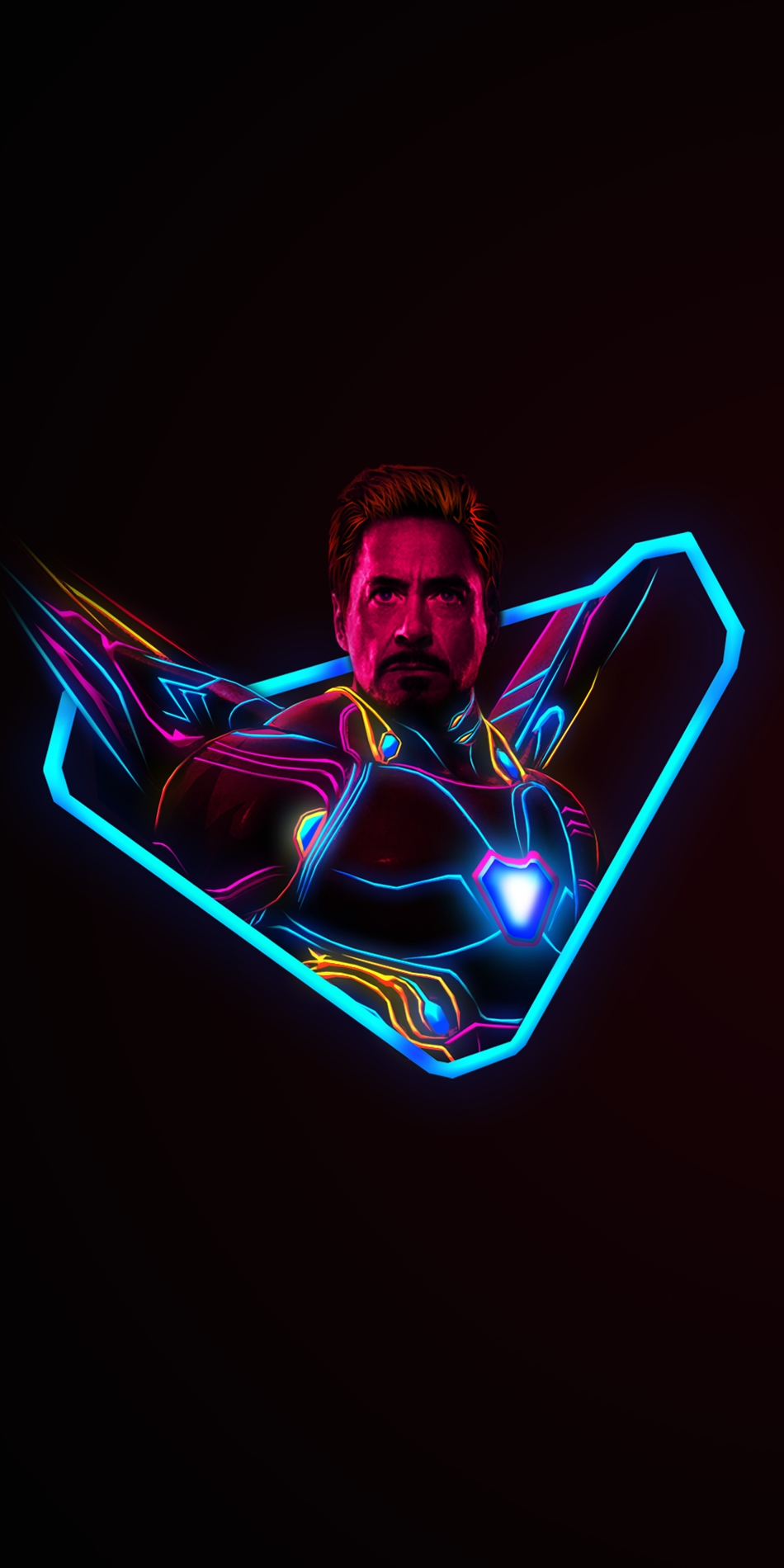 Portrait Display Portrait Marvel Comics Marvel Cinematic Universe Tony Stark Iron Man Neon Simple Ba 950x1900