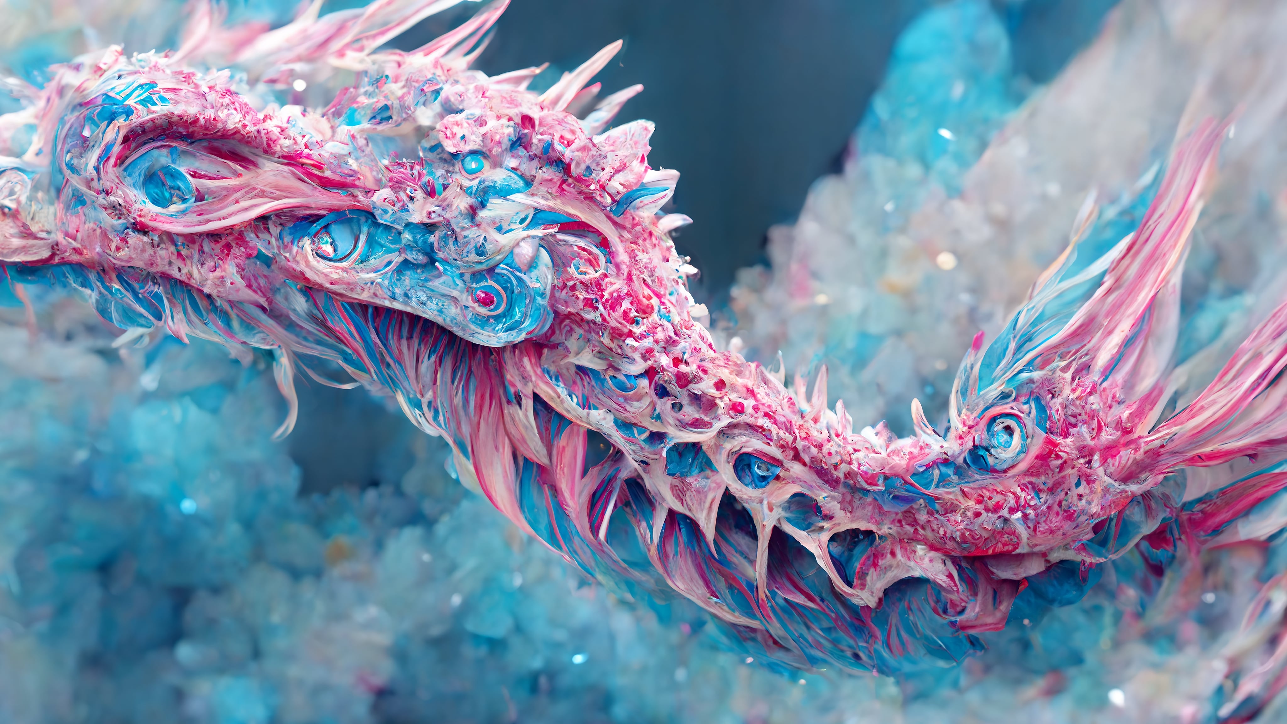 Pink Blue Crystal 4K Vivid Colors Ai Art Abstract 4096x2304