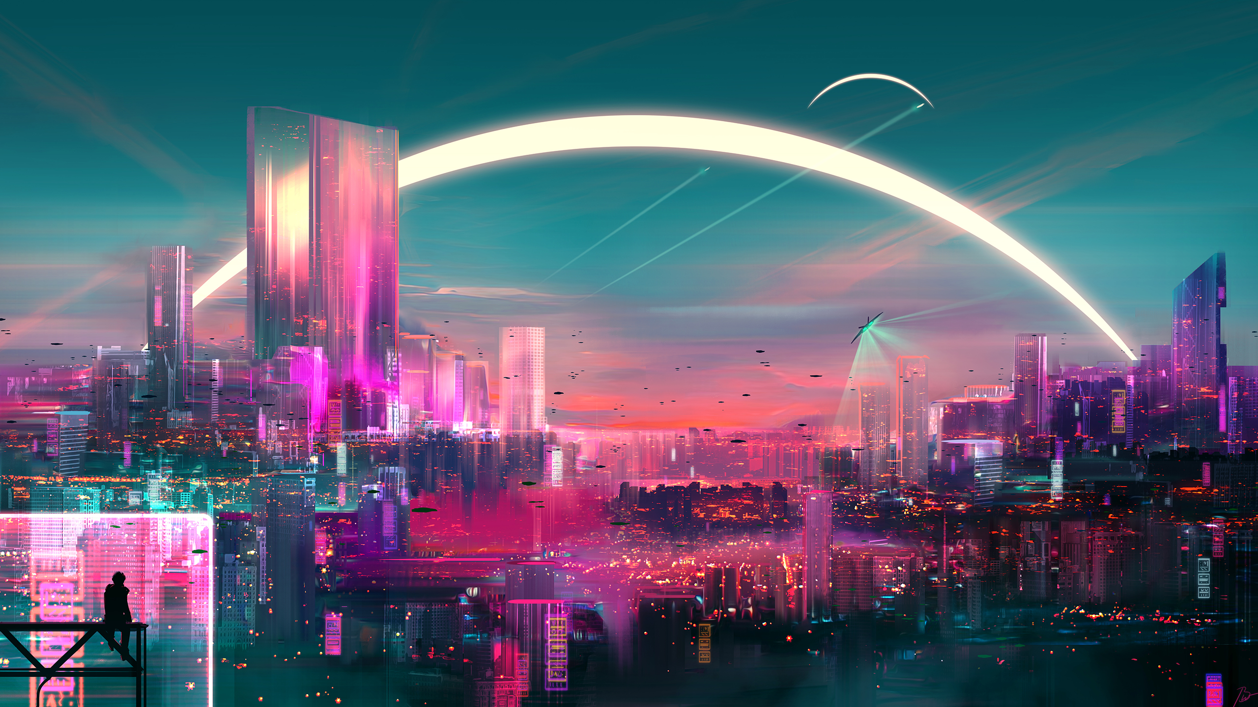 JoeyJazz Cityscape Science Fiction Fantasy Art Futuristic City 2560x1440