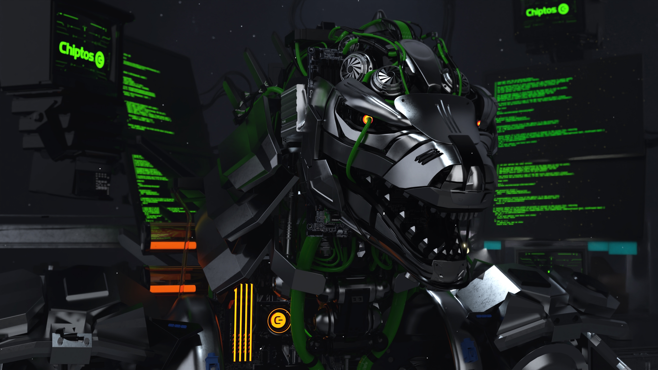 Mecha Godzilla Godzilla Hacking Technology Robot Computer Tech 2560x1440
