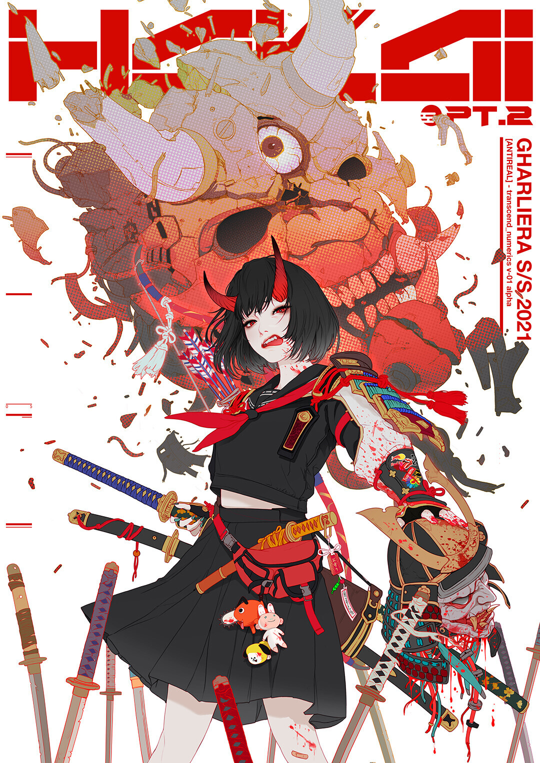 Demon Katana Anime Sword Weapon Red Eyes Black Hair Shoulder Length Hair Fantasy Art Fantasy Girl An 1080x1527