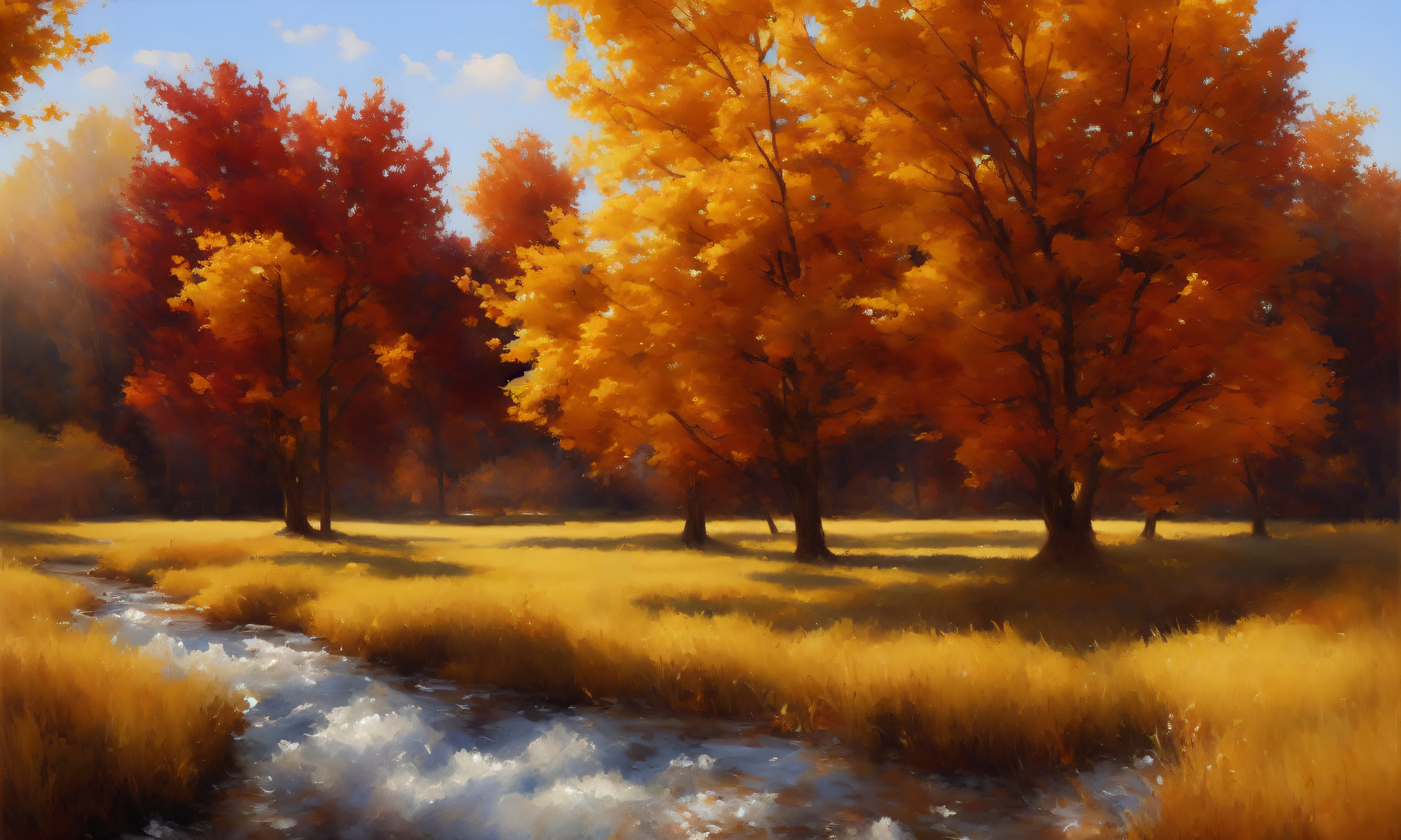 Fall Ai Art Leaves Warm Colors Landscape Nature Trees 5120x3072