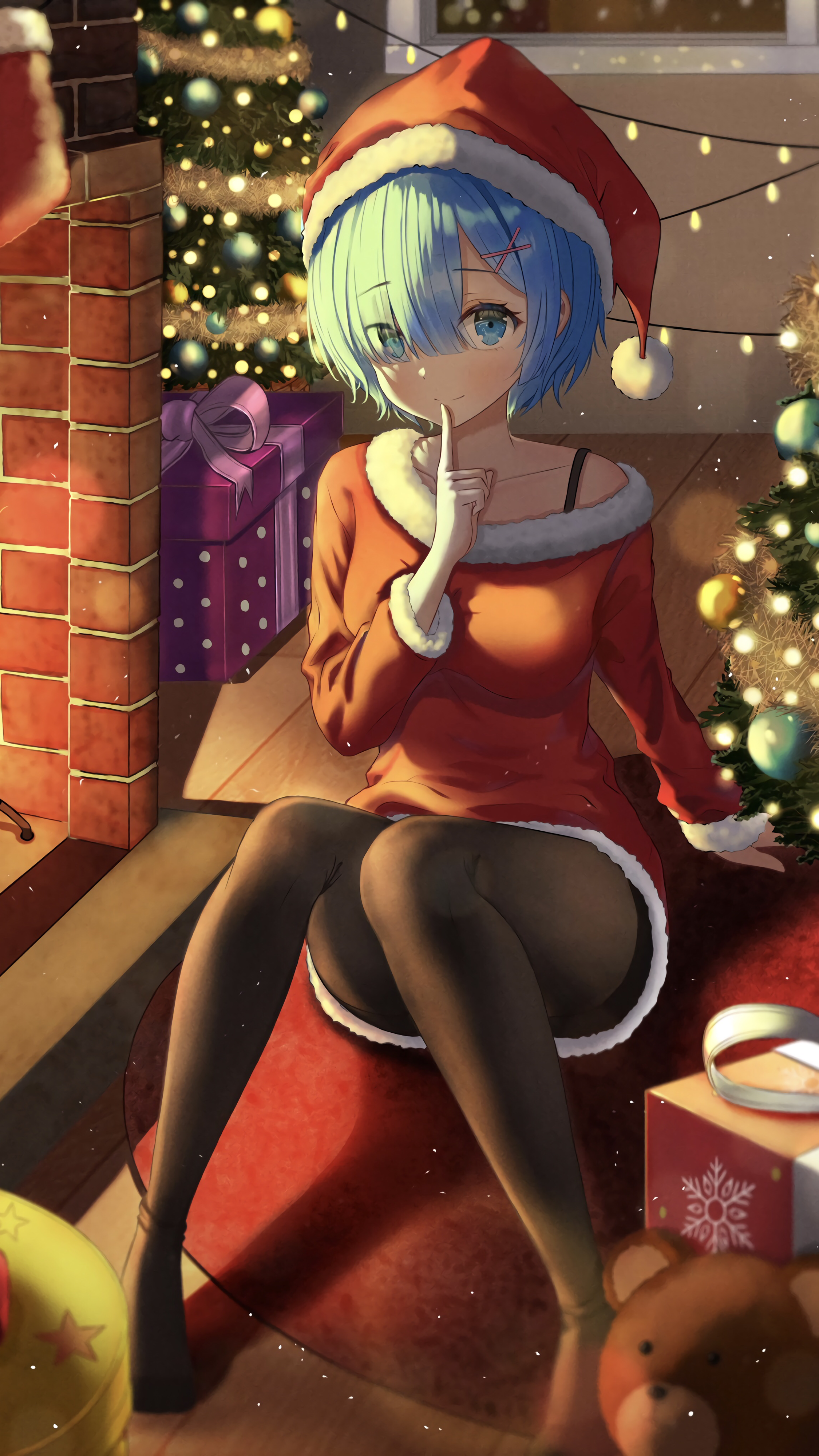 Rem Re Zero Re Zero Kara Hajimeru Isekai Seikatsu Anime Girls Anime Navidad  Fan Art Christmas Clothe Wallpaper - Resolution:2250x4000 - ID:1303563 -  