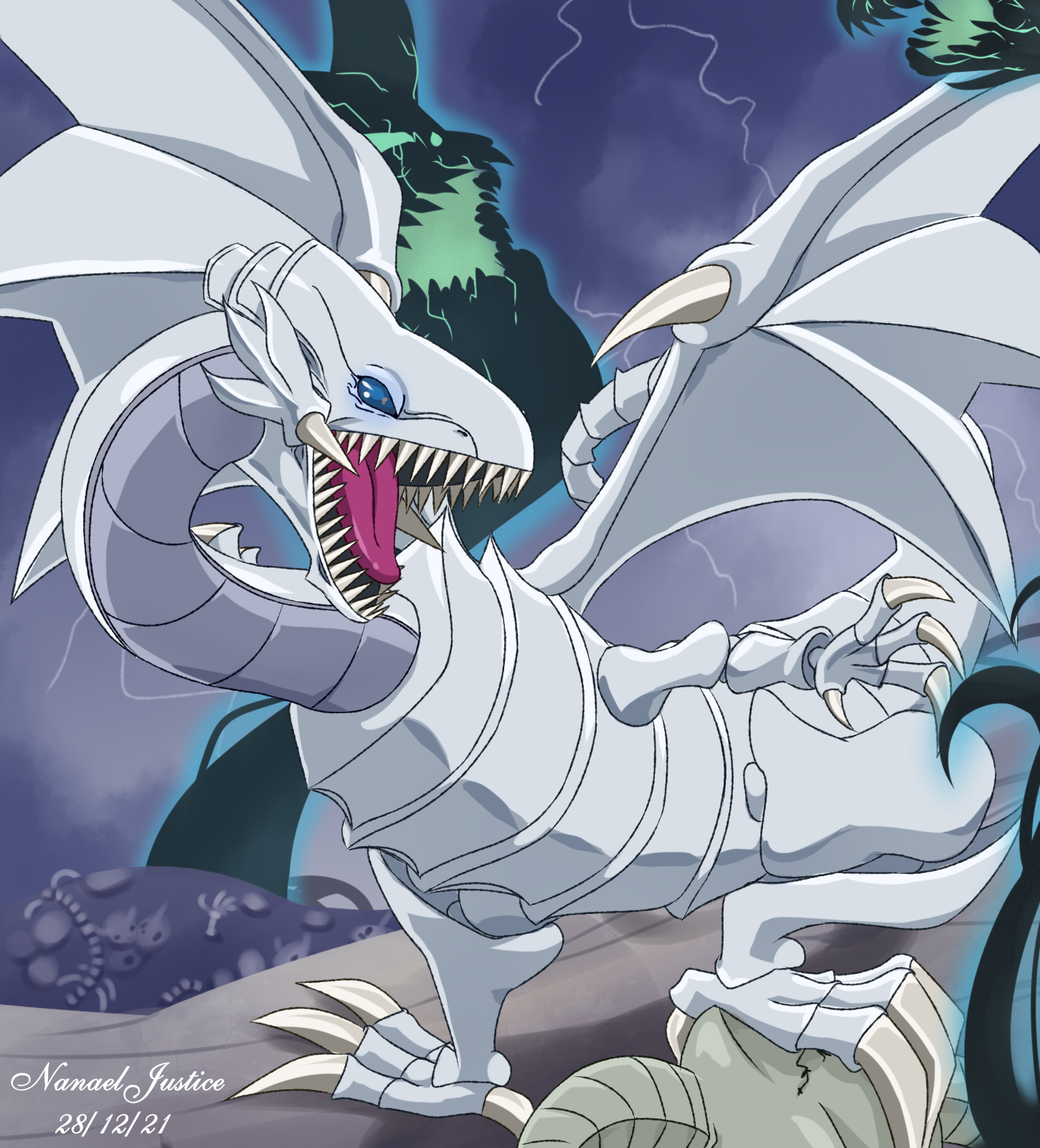Anime Dragon Trading Card Games Yu Gi Oh Blue Eyes White Dragon Solo Artwork Digital Art Fan Art 1450x1600